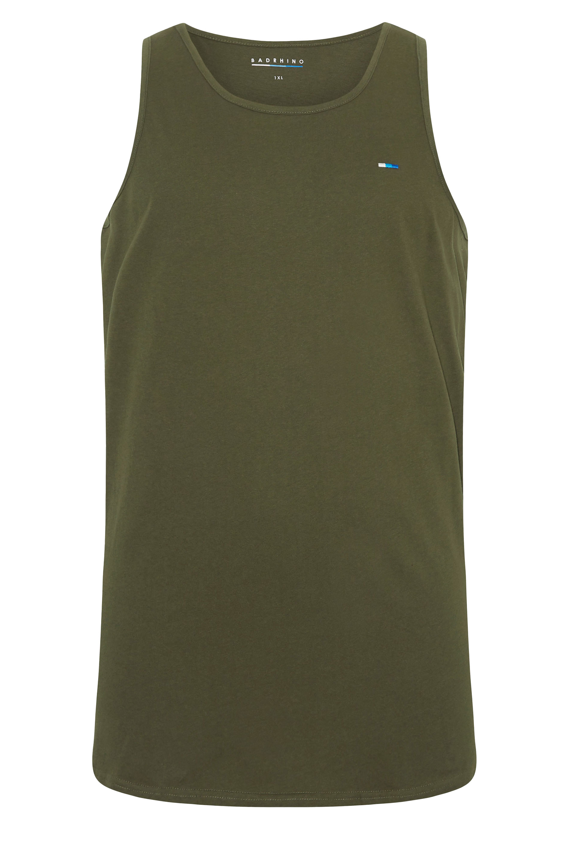 BadRhino Big & Tall Khaki Green Extra Long Plain Vest Top | BadRhino 5