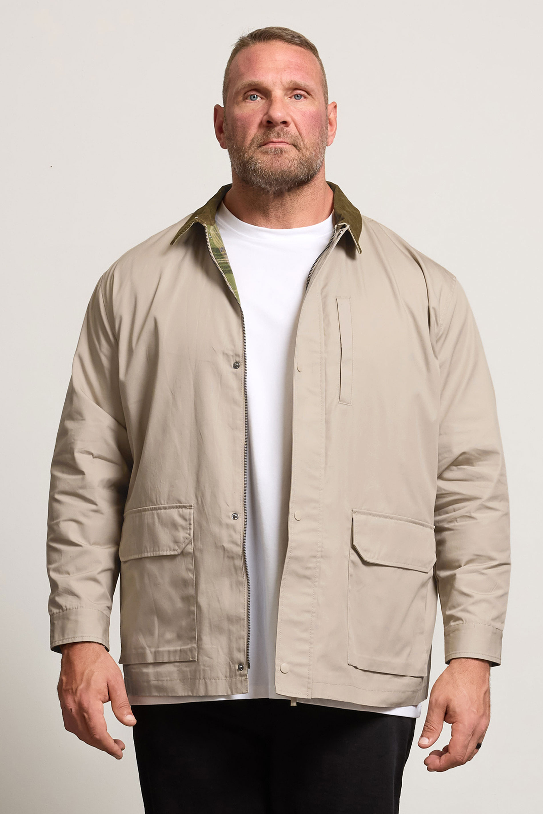 BadRhino Big & Tall Natural Brown Checked Lined Worker Jacket | BadRhino 3