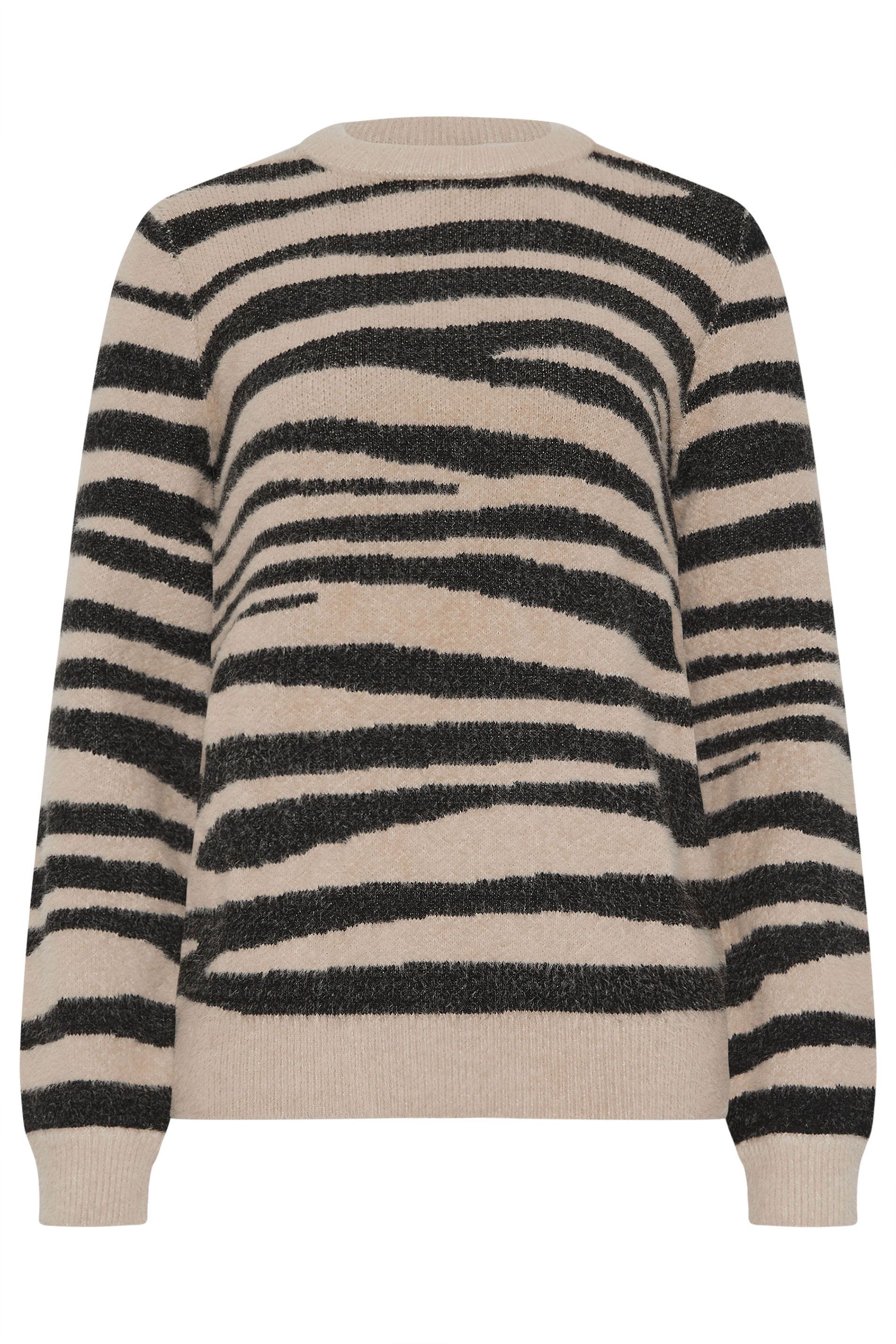 LTS Tall Beige Brown Knitted Zebra Print Jumper | Long Tall Sally 6