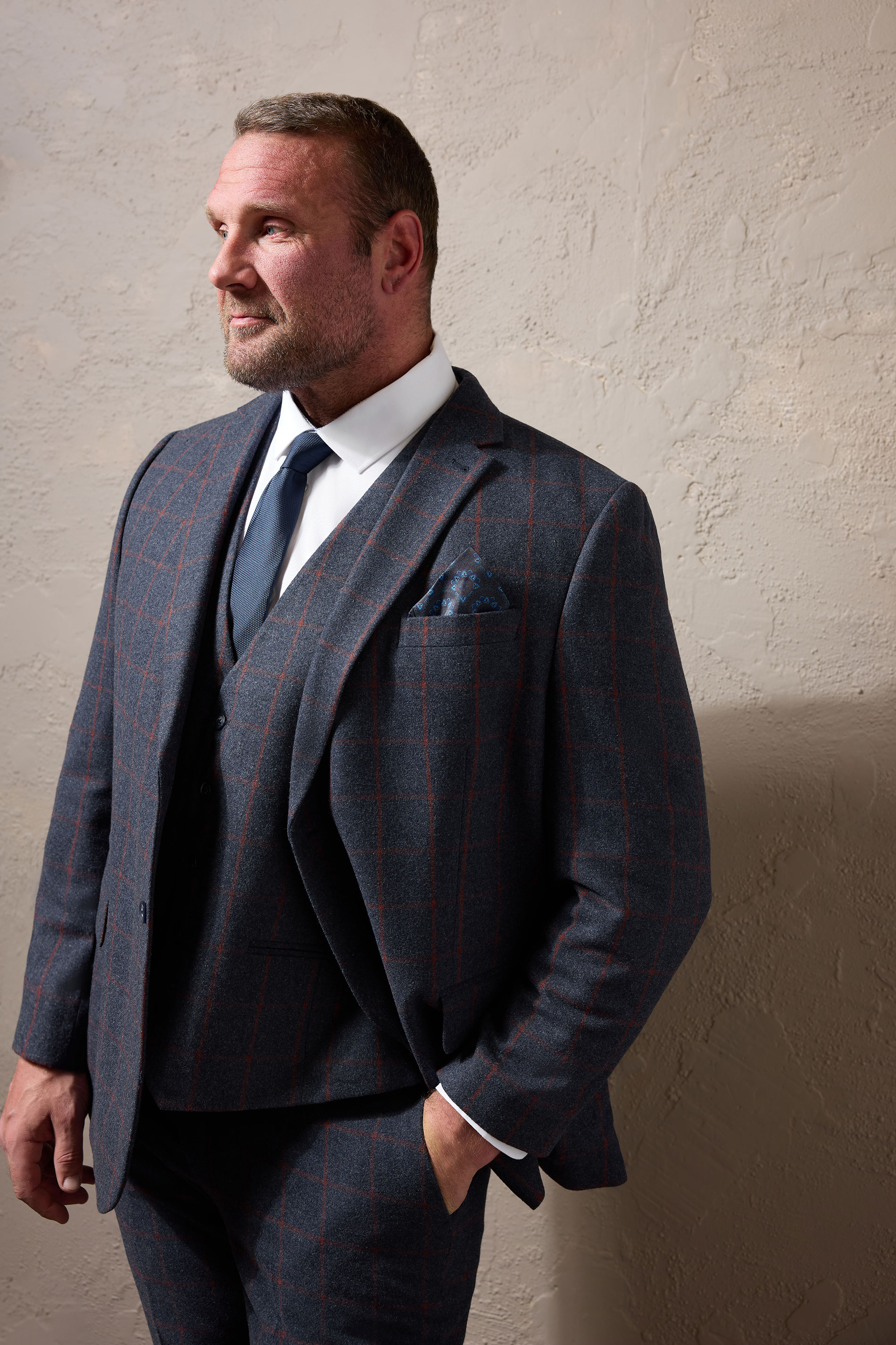 BadRhino Tailoring Big & Tall Blue & Red Checked Suit Jacket | BadRhino 1