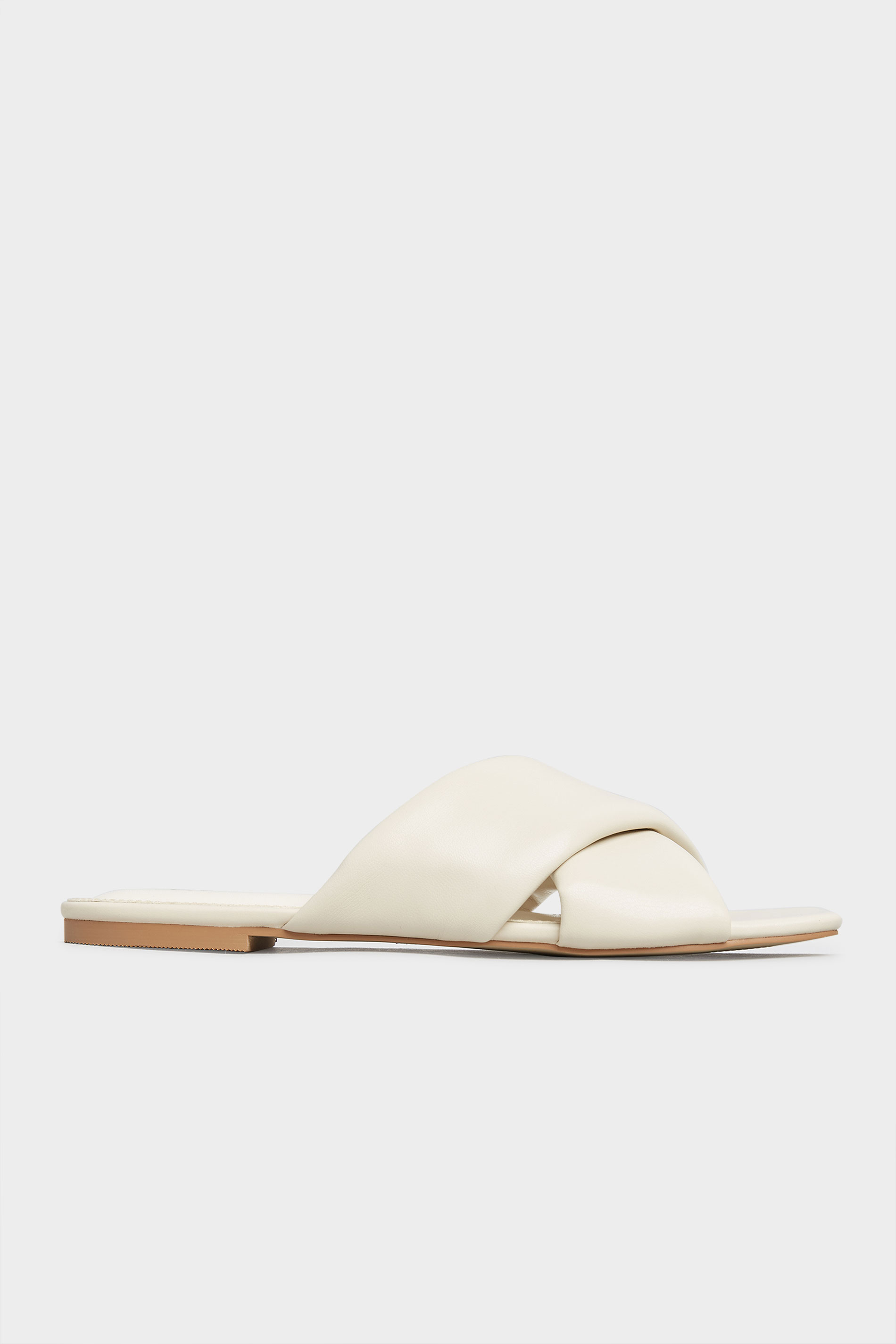 LTS White Cross Strap Square Mules In Standard Fit | Long Tall Sally 3