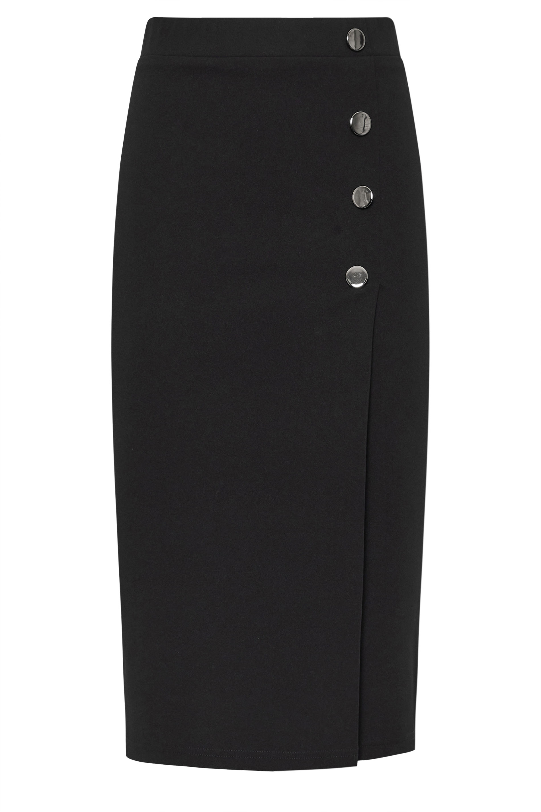 LTS Tall Black Tailored Button Midi Skirt | Long Tall Sally 7
