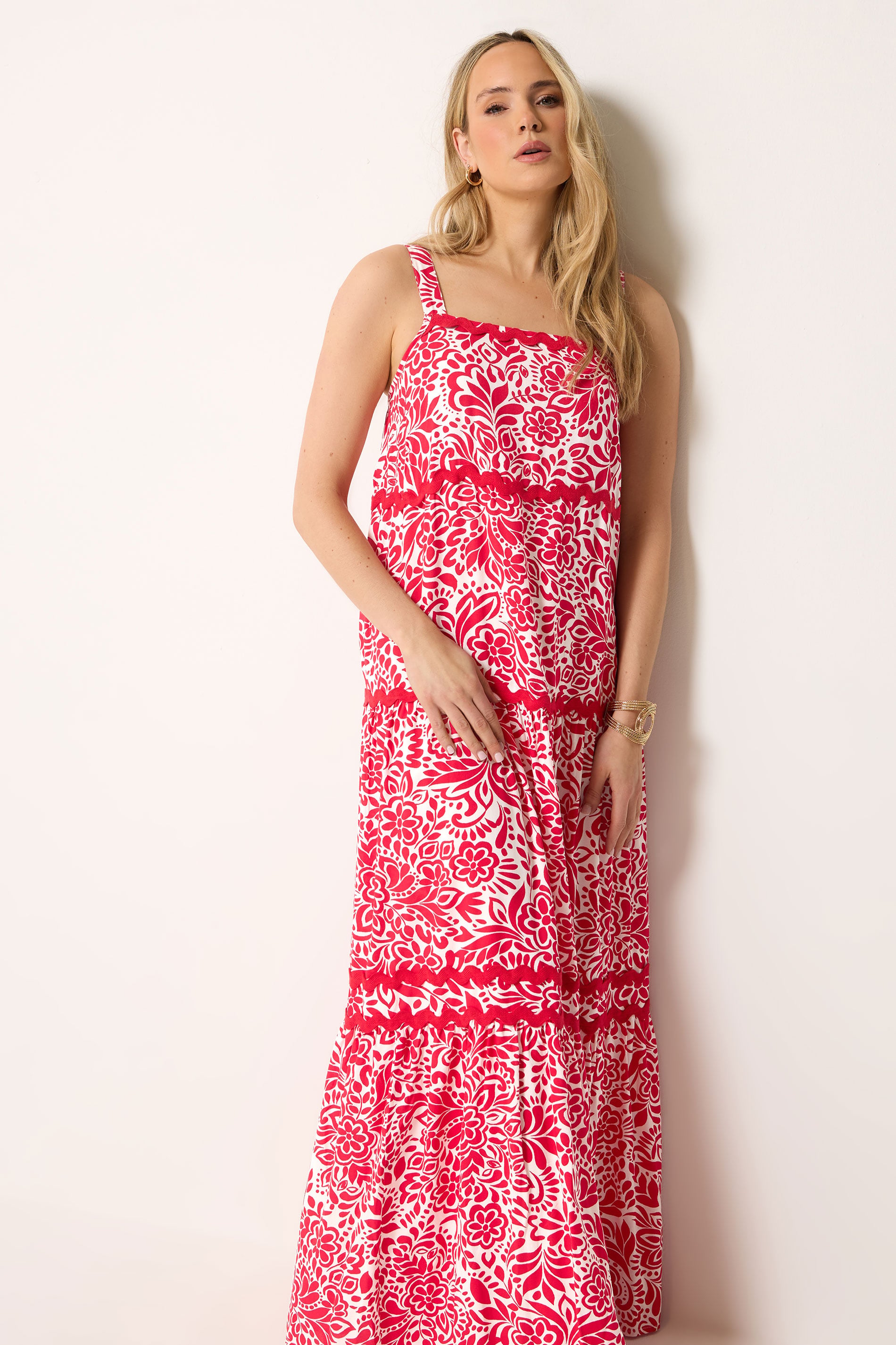LTS Tall Women's Red Floral Contrast Swirl Maxi Dress | Long Tall Sally 1