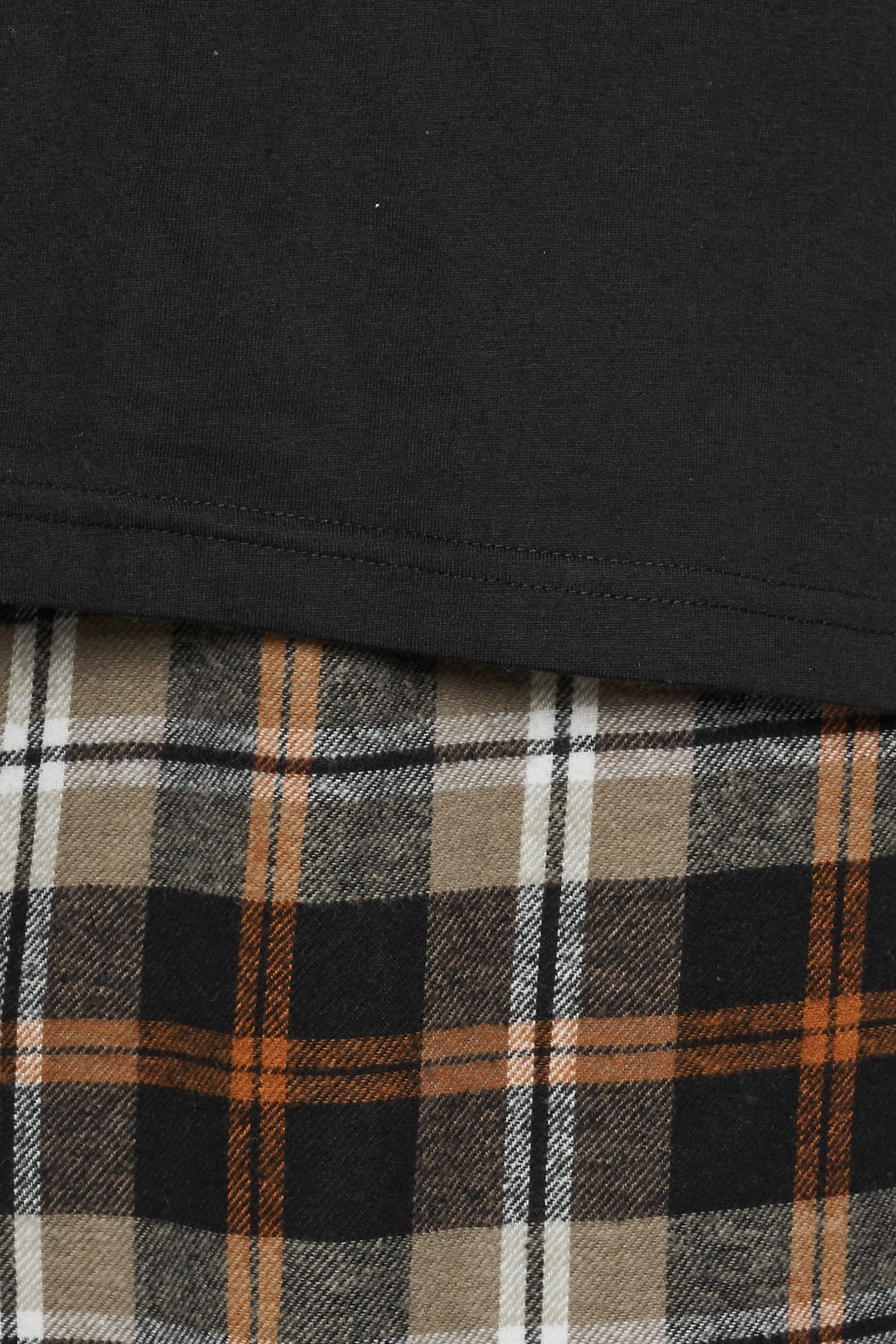 BadRhino Big & Tall Black T-Shirt & Check Trousers Pyjama Set | BadRhino 5