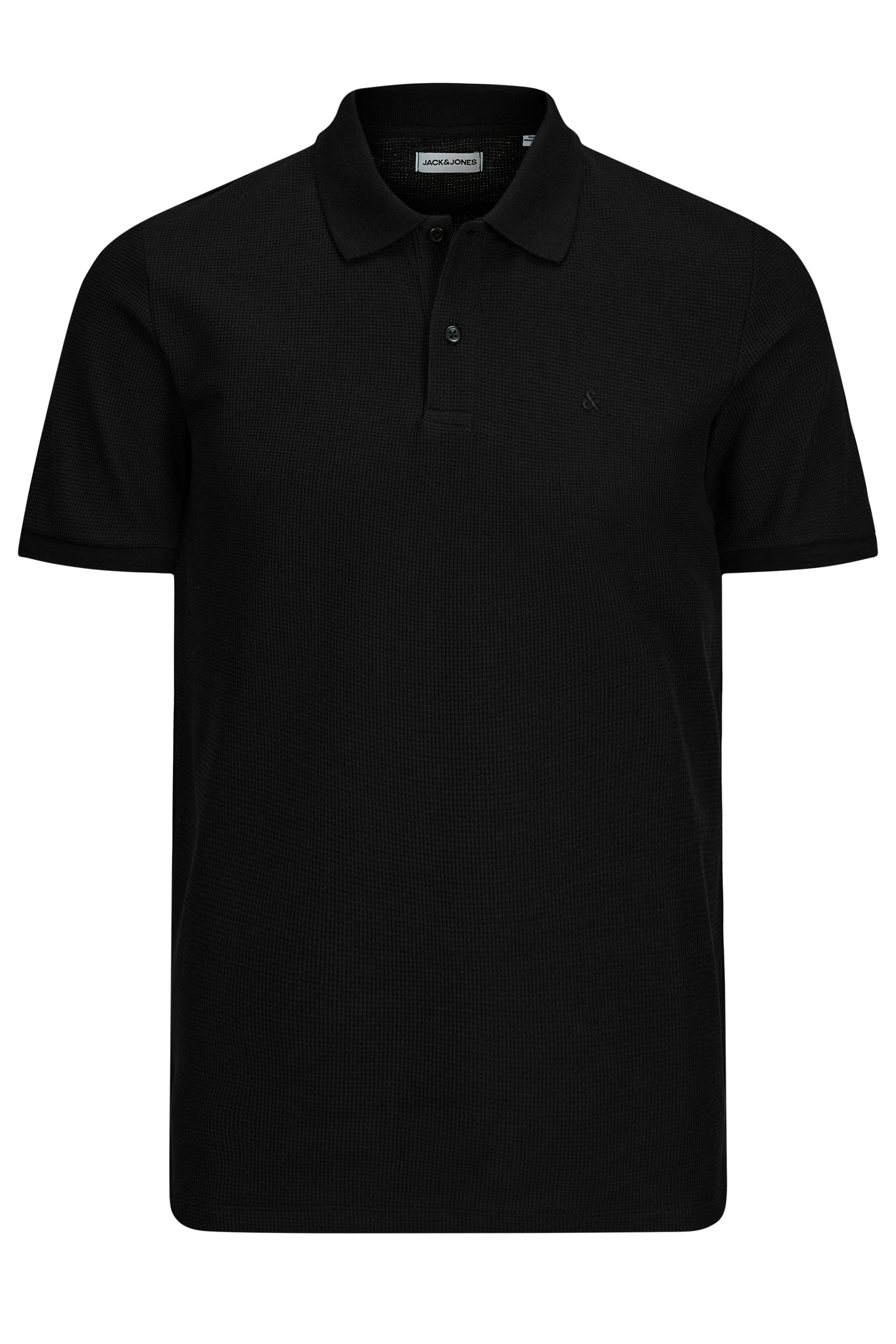 JACK & JONES Big & Tall Black Austin Polo Shirt | BadRhino 3
