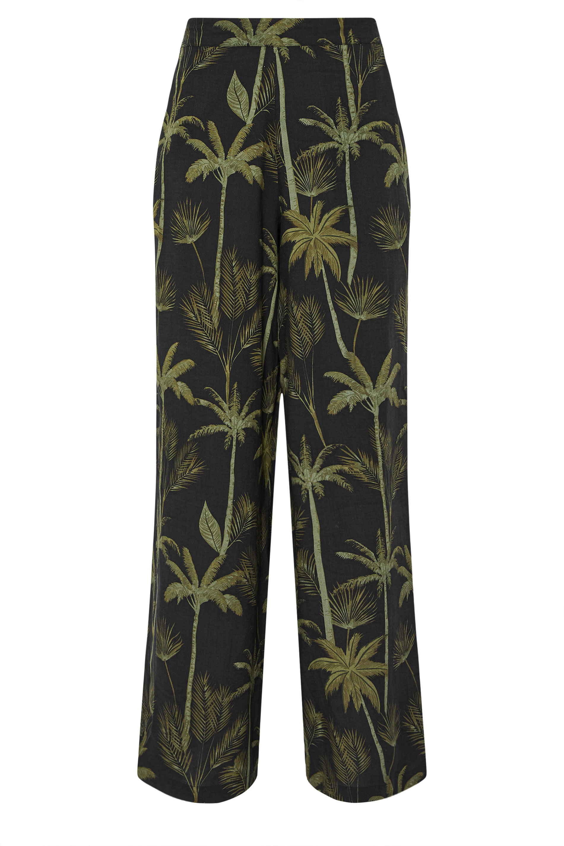 LTS Tall Black Tropical Palm Wide Leg Trousers | Long Tall Sally 6