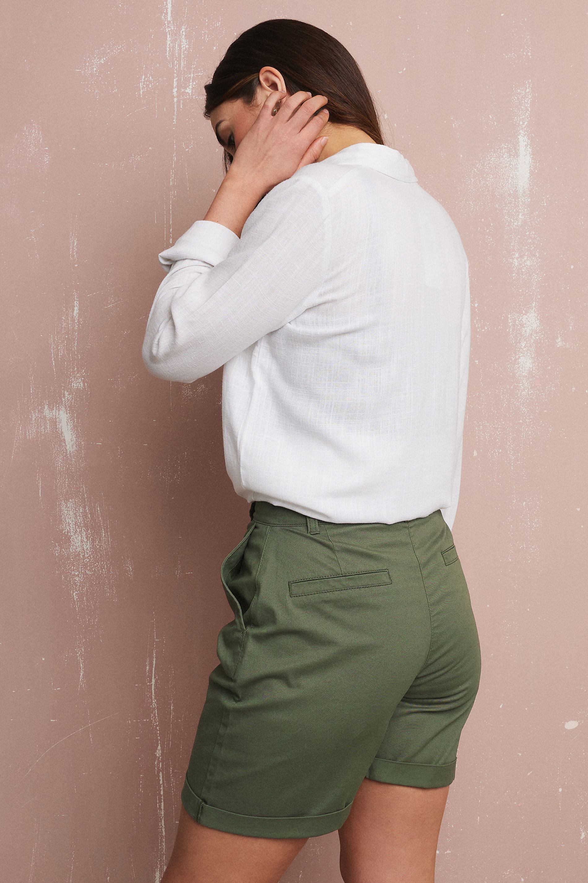 LTS Tall Khaki Green Cotton Chino Shorts | Long Tall Sally 3