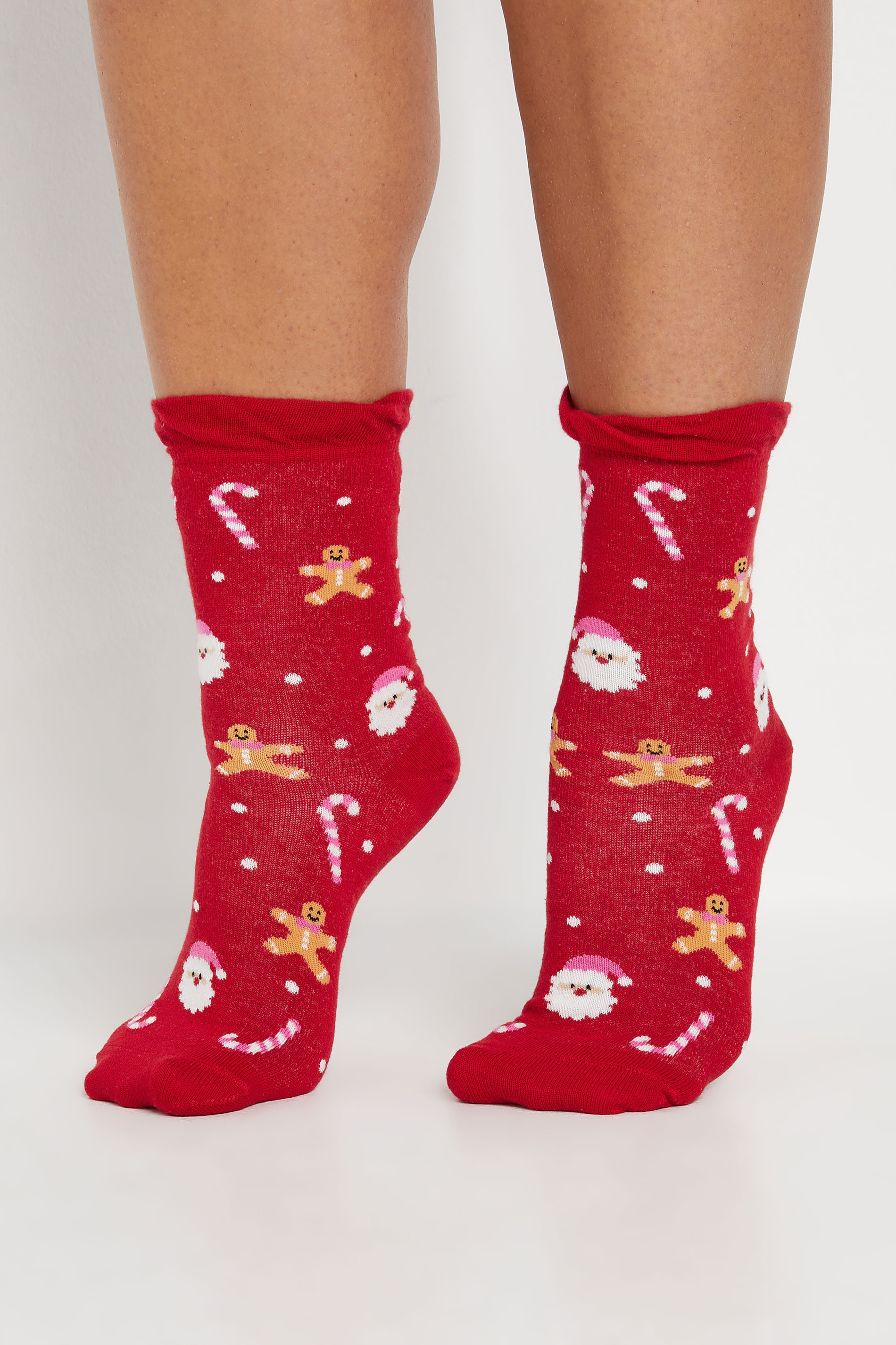 4 PACK Red & Black 'Ho Ho Ho' Slogan Christmas Ankle Socks | Yours Clothing  2