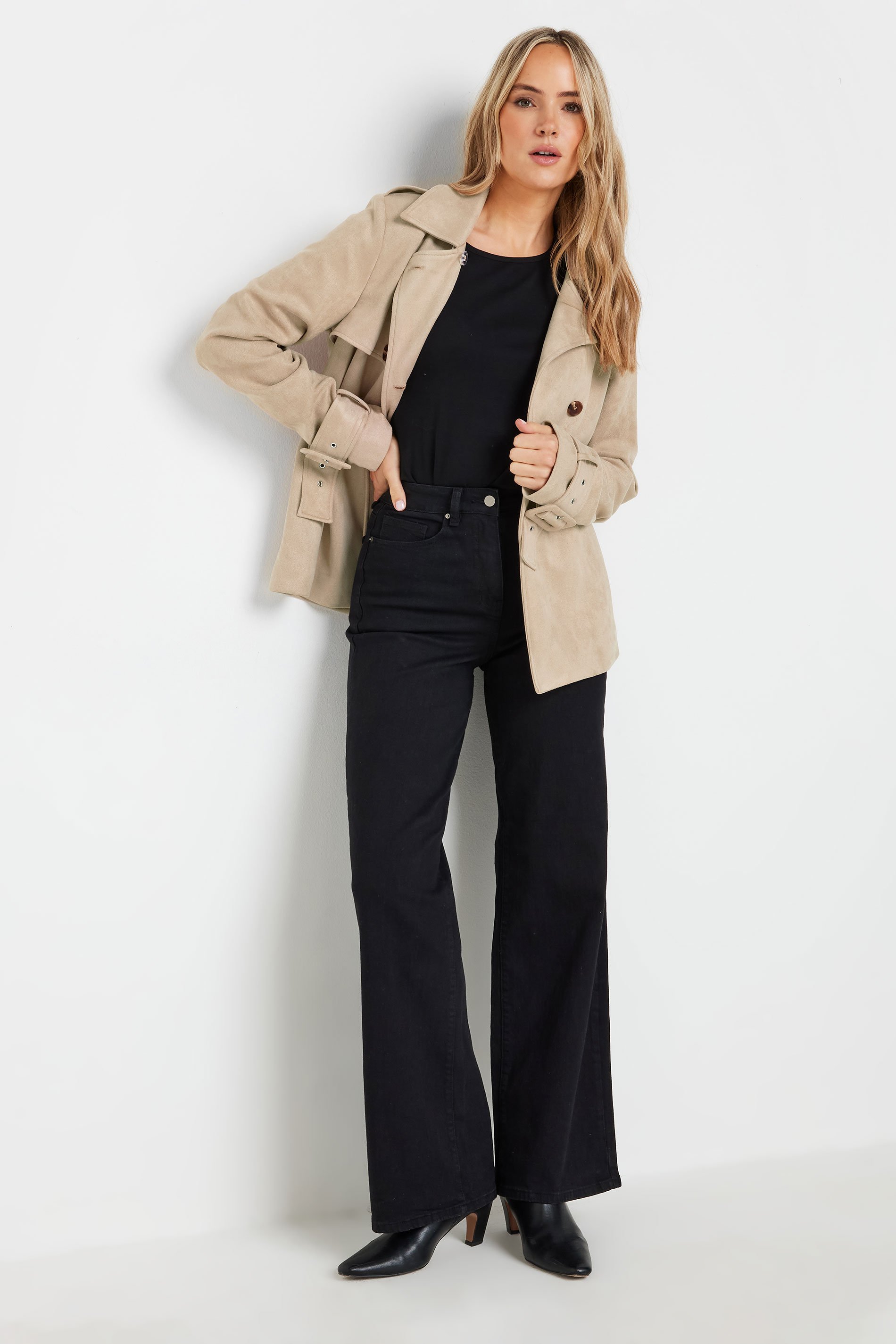 LTS Tall Stone Brown Faux Suede Trench Coat | Long Tall Sally 4