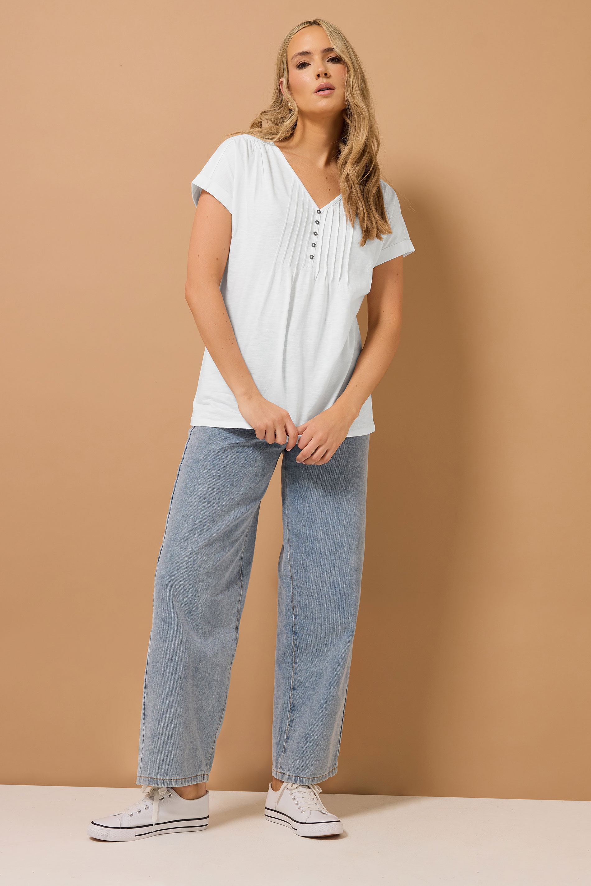 LTS Tall 2 PACK Navy Blue & White Abstract Cotton Henley Tops | Long Tall Sally 4