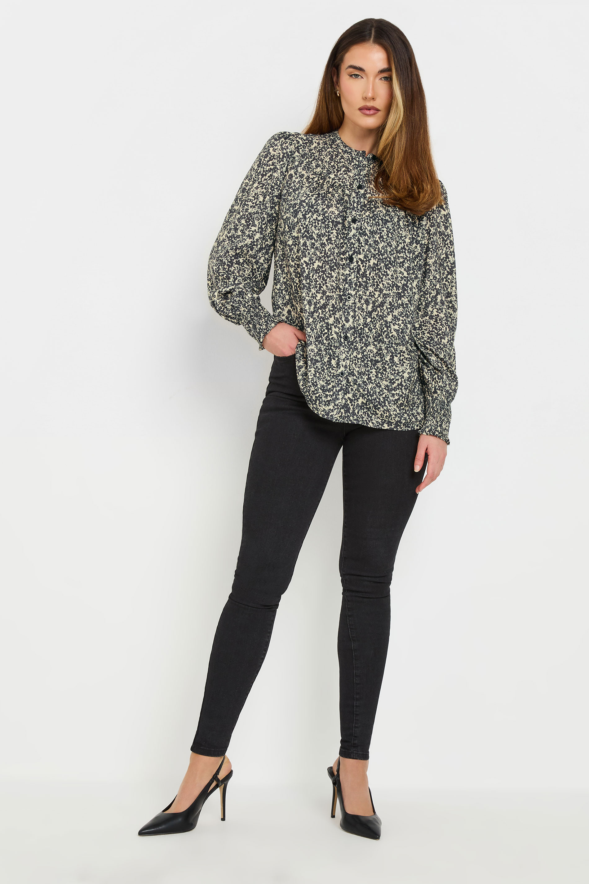 LTS Tall Black Ditsy Floral Long Sleeve Blouse | Long Tall Sally 2
