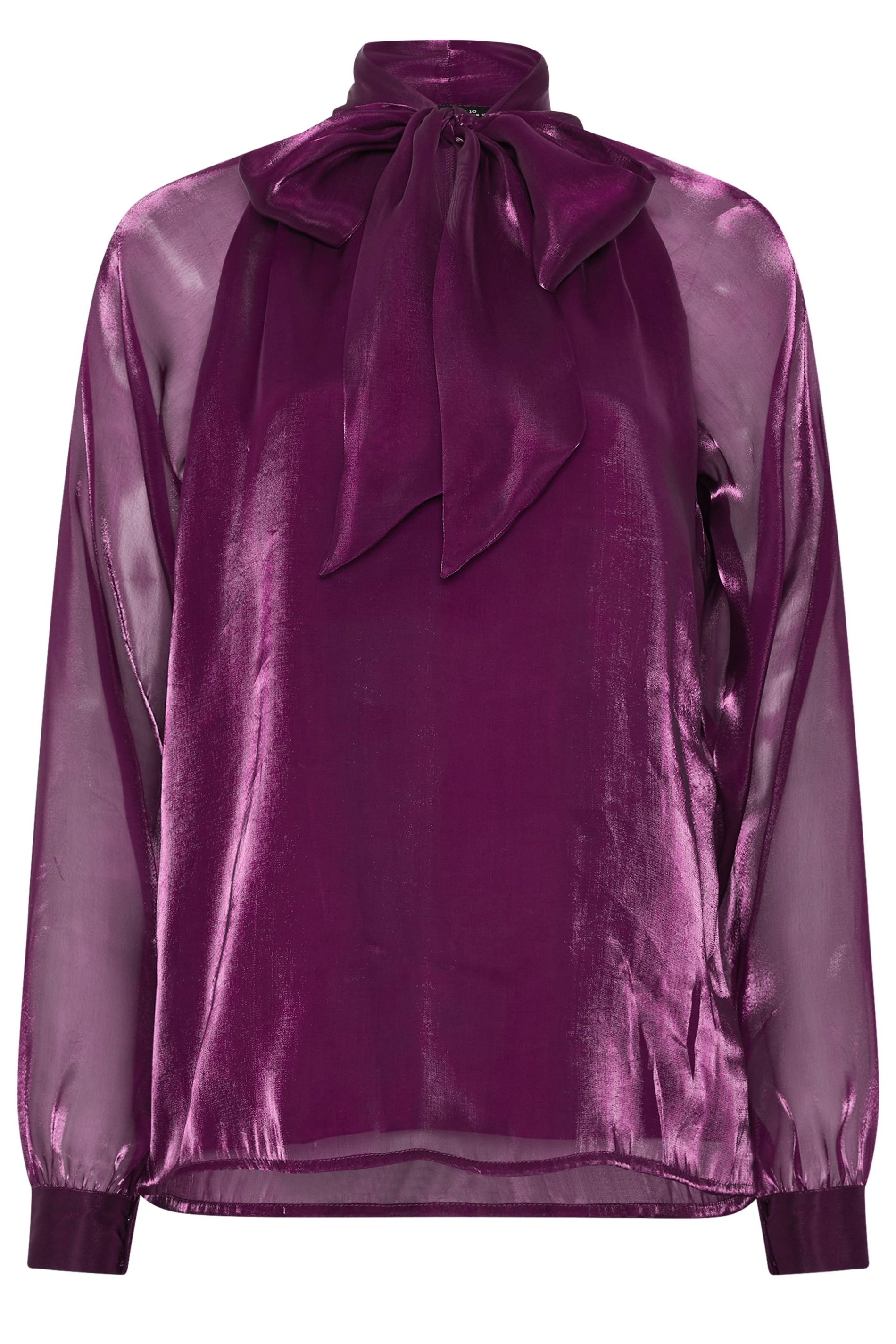 LTS Tall Purple Organza Tie Neck Blouse | Long Tall Sally 7