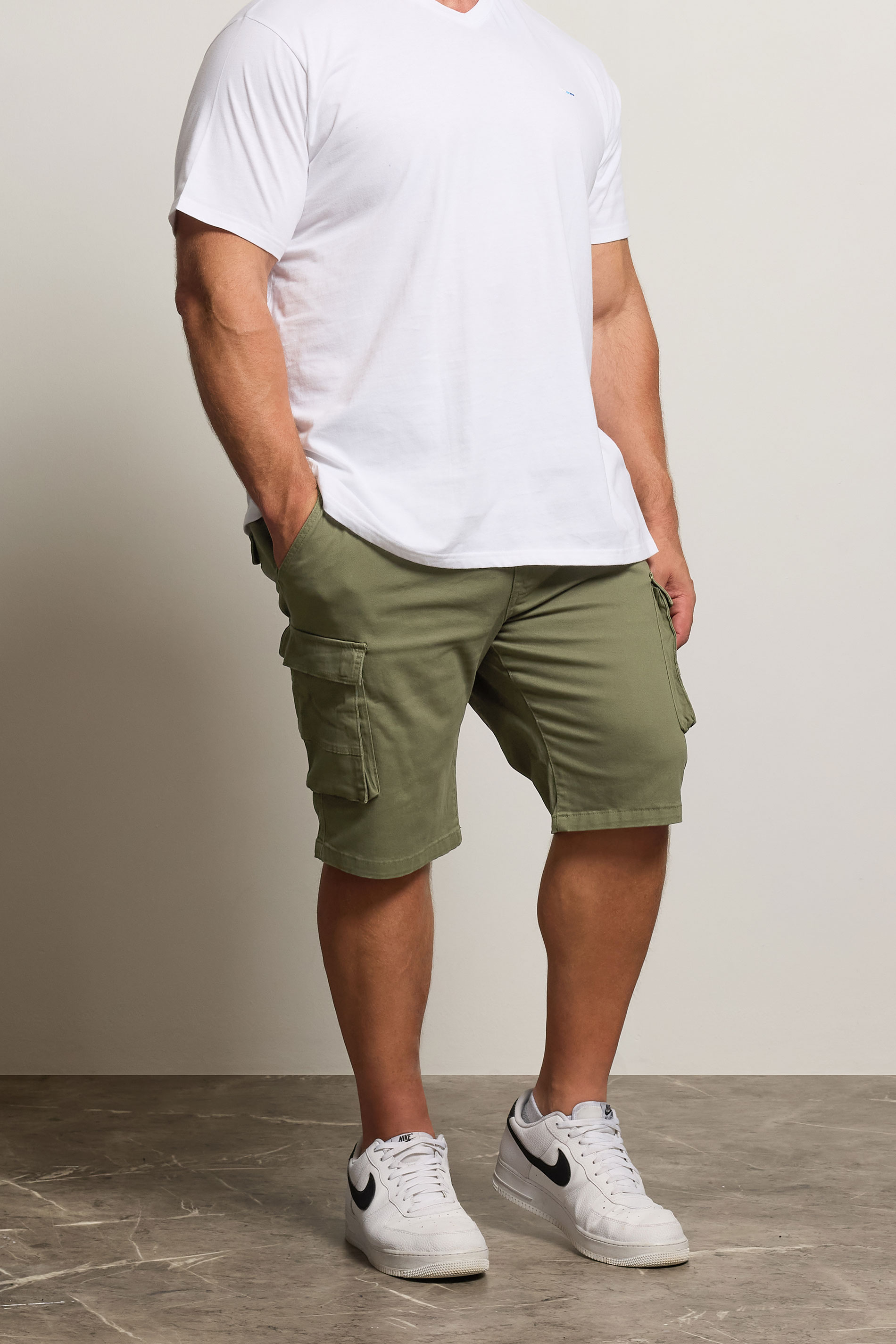 BadRhino Khaki Green Stretch Cargo Shorts | BadRhino 1