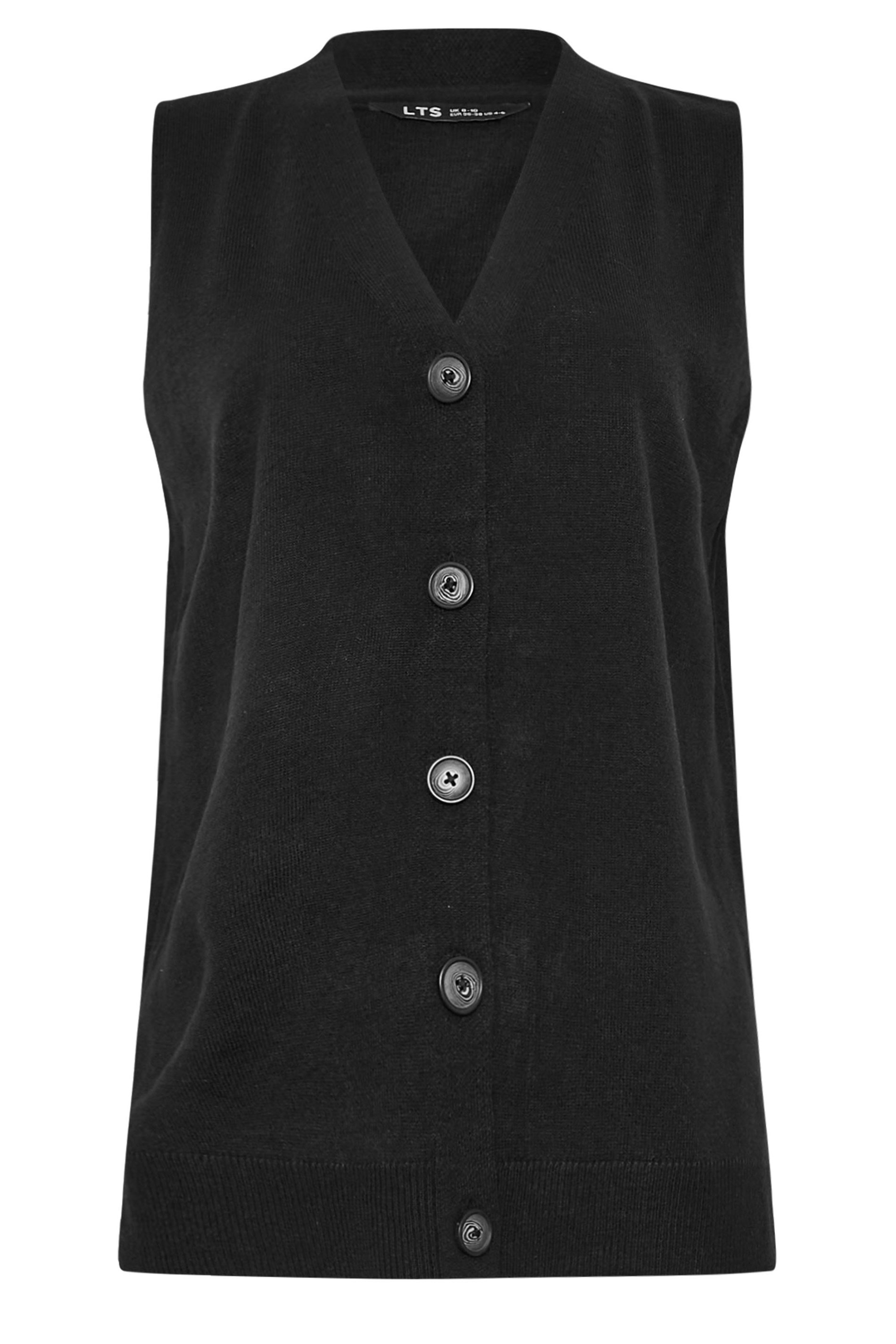 LTS Tall Women's Black Knitted Button Vest Top | Long Tall Sally 6