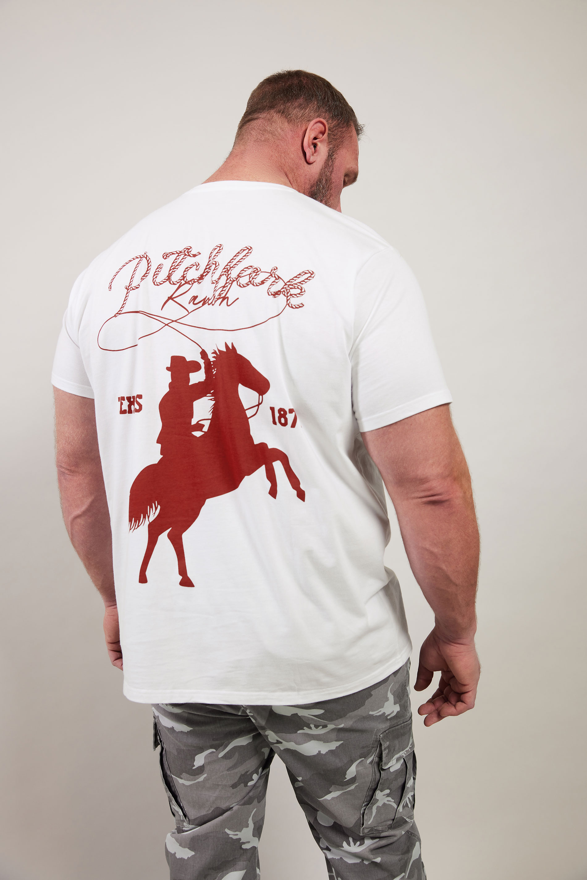BadRhino Big & Tall White 'Pitchfork' Graphic T-Shirt | BadRhino 1