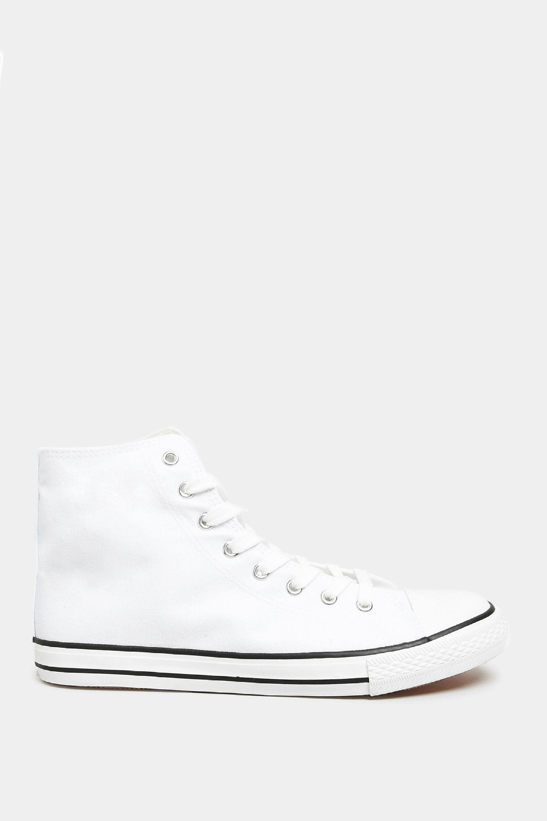 LTS White Canvas High Top Trainers In Standard Fit | Long Tall Sally 3