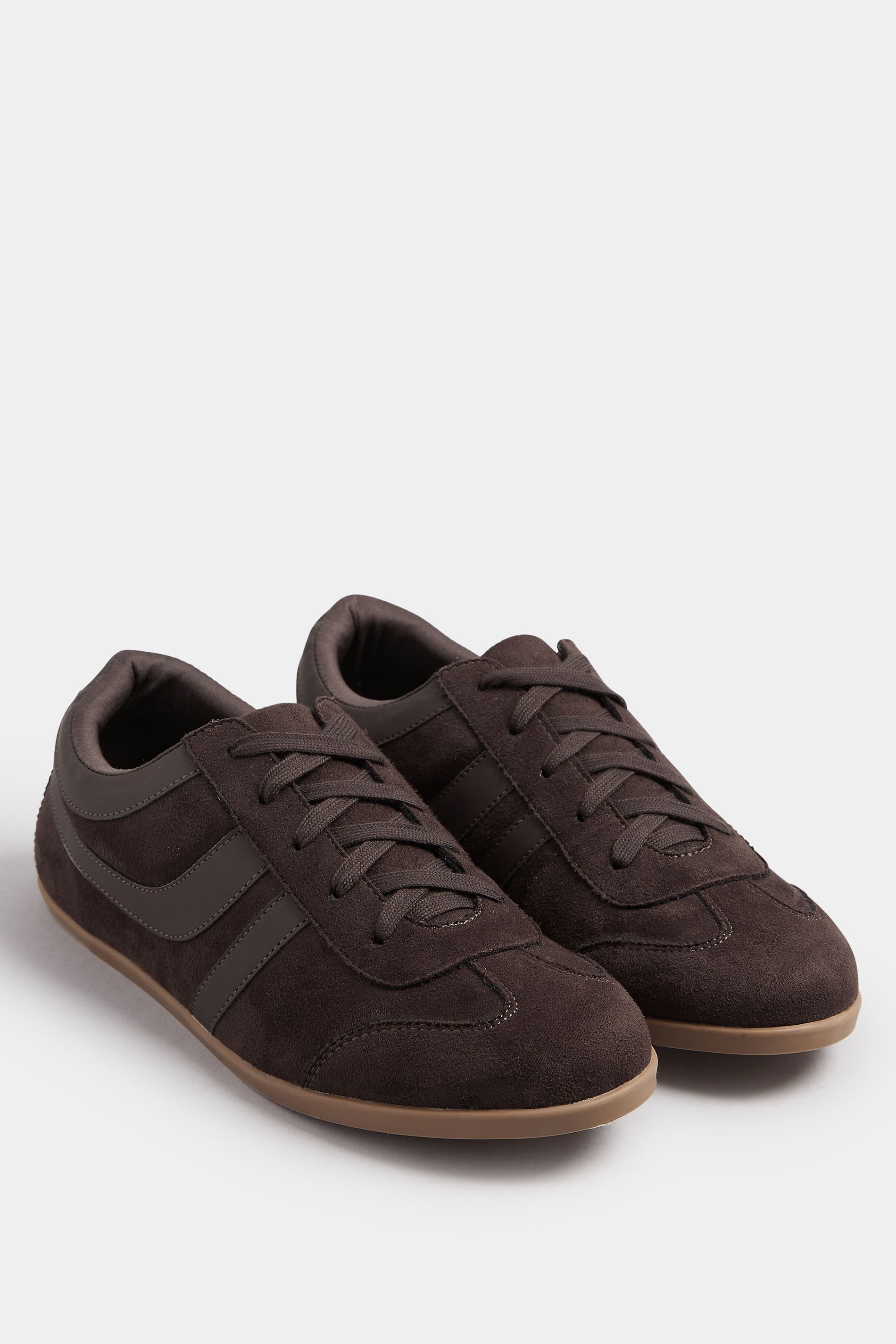 LTS Chocolate Brown Padded Retro Trainers In Standard Fit | Long Tall Sally 2