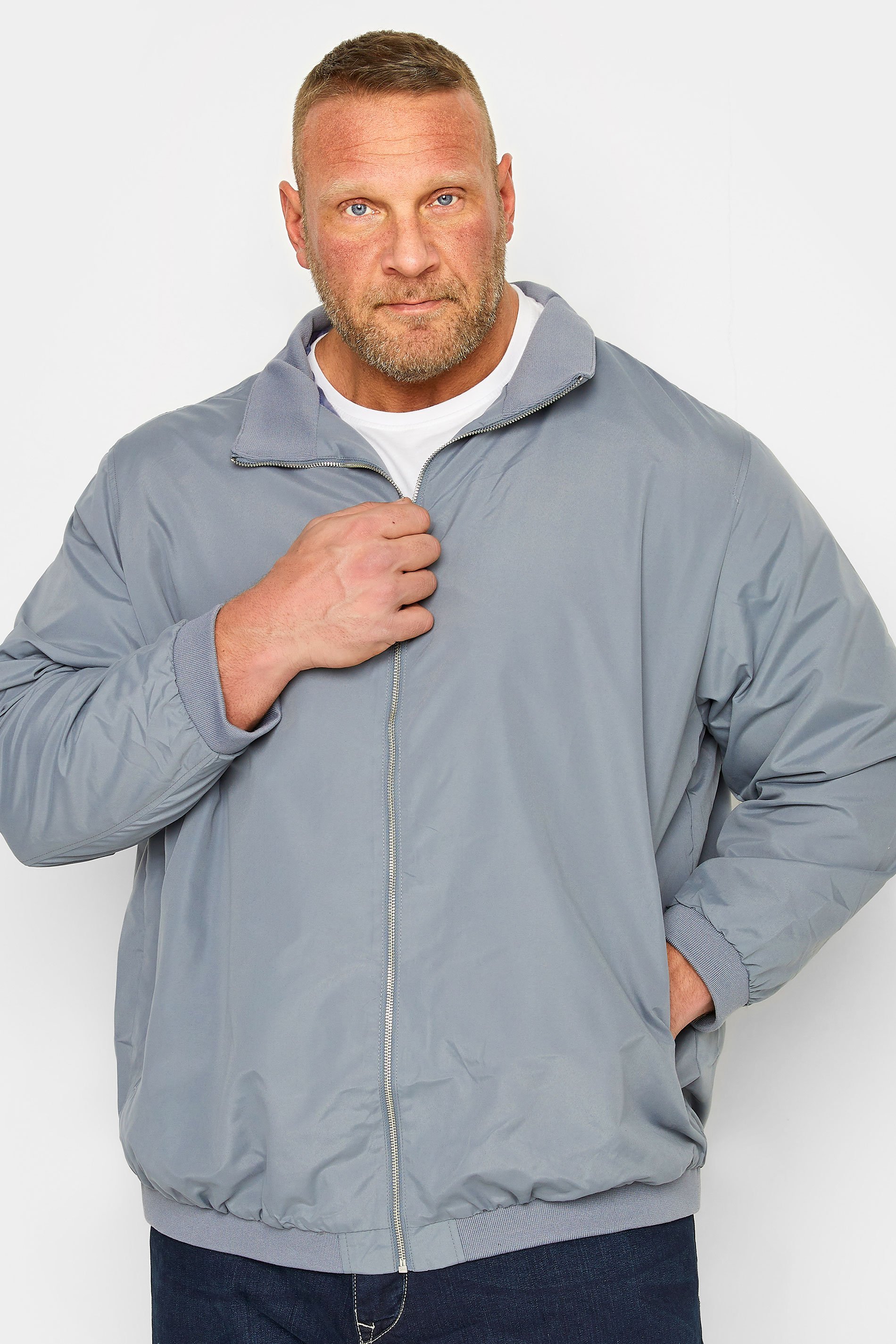 JACK & JONES Big & Tall Grey Harrington Jacket | BadRhino 1