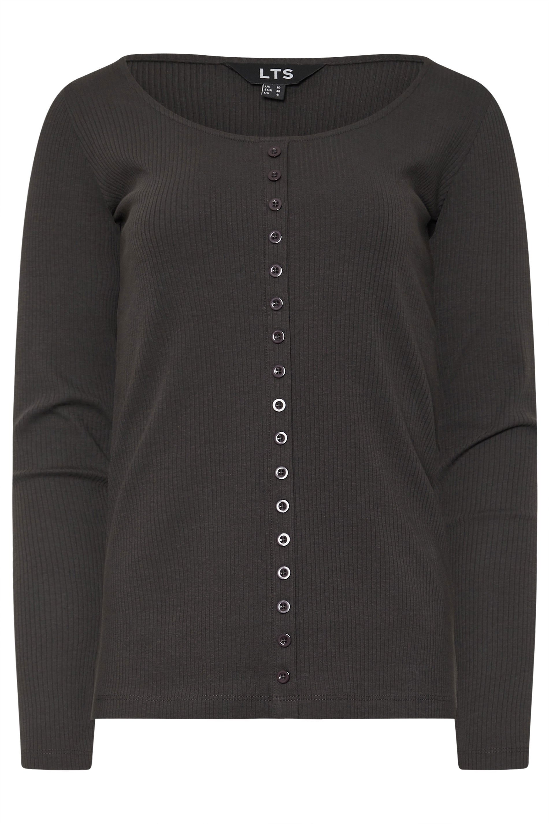 LTS Tall 2 PACK Emerald Green & Grey Ribbed Button Tops | Long Tall Sally 9