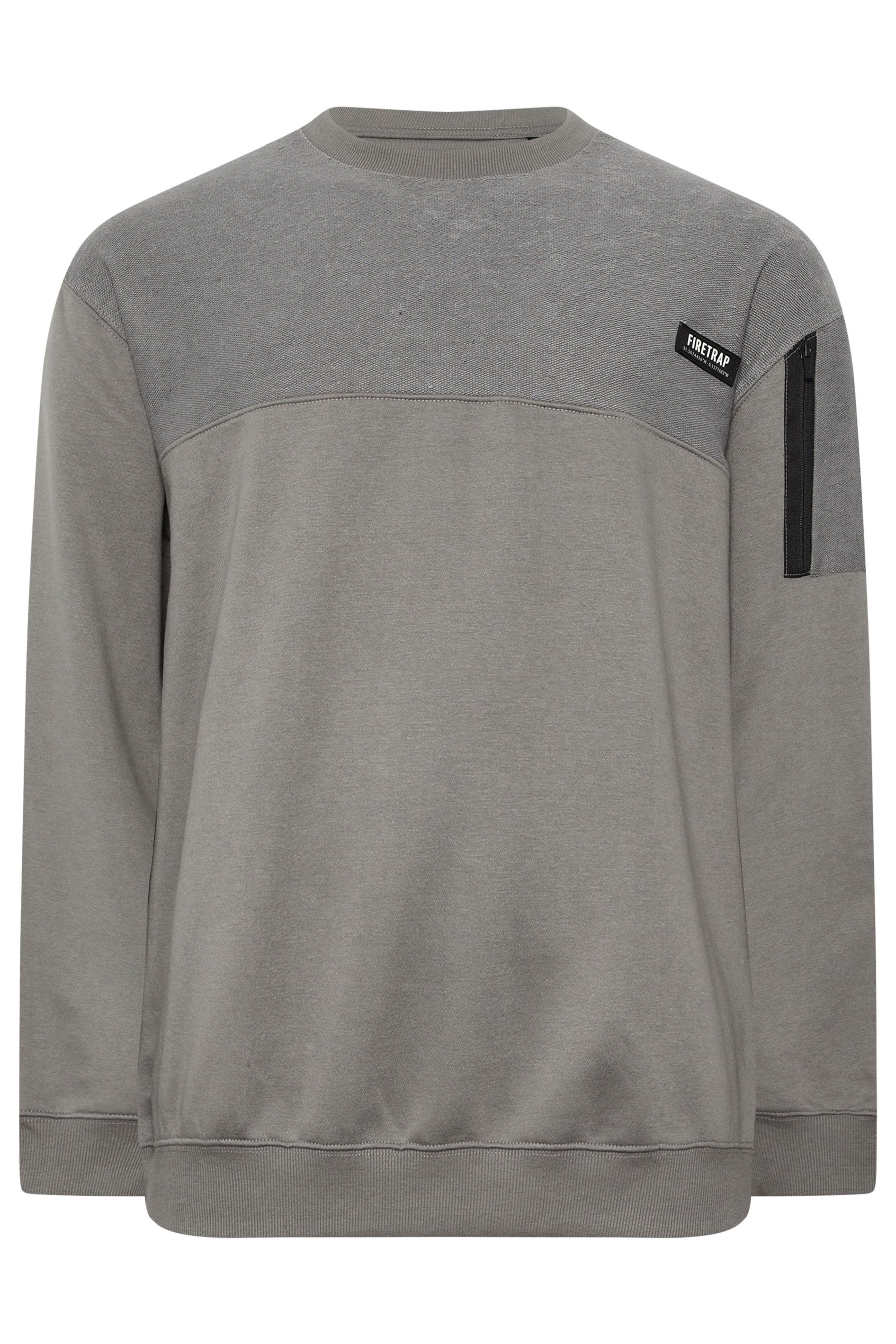 FIRETRAP Big & Tall Grey Olsen Sweatshirt | BadRhino 4