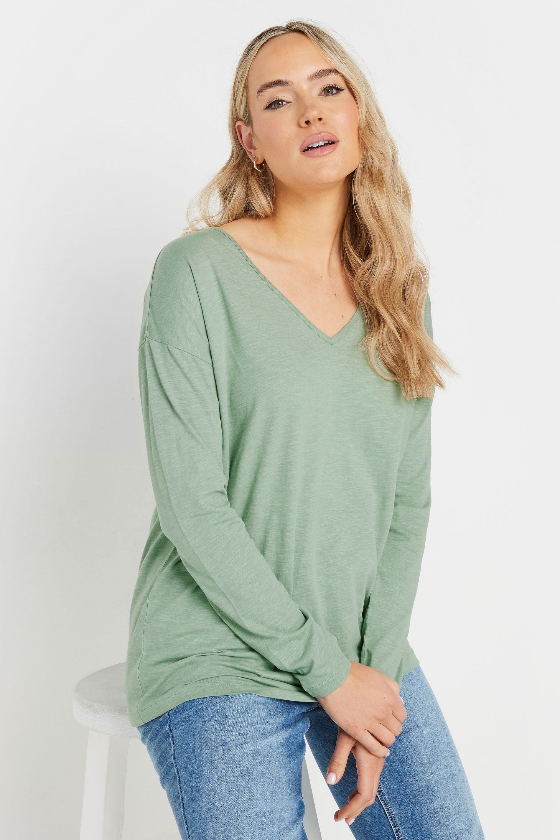 LTS Tall 3 PACK Sage Green, Blue & Pink V-Neck T-Shirts | Long Tall Sally 2