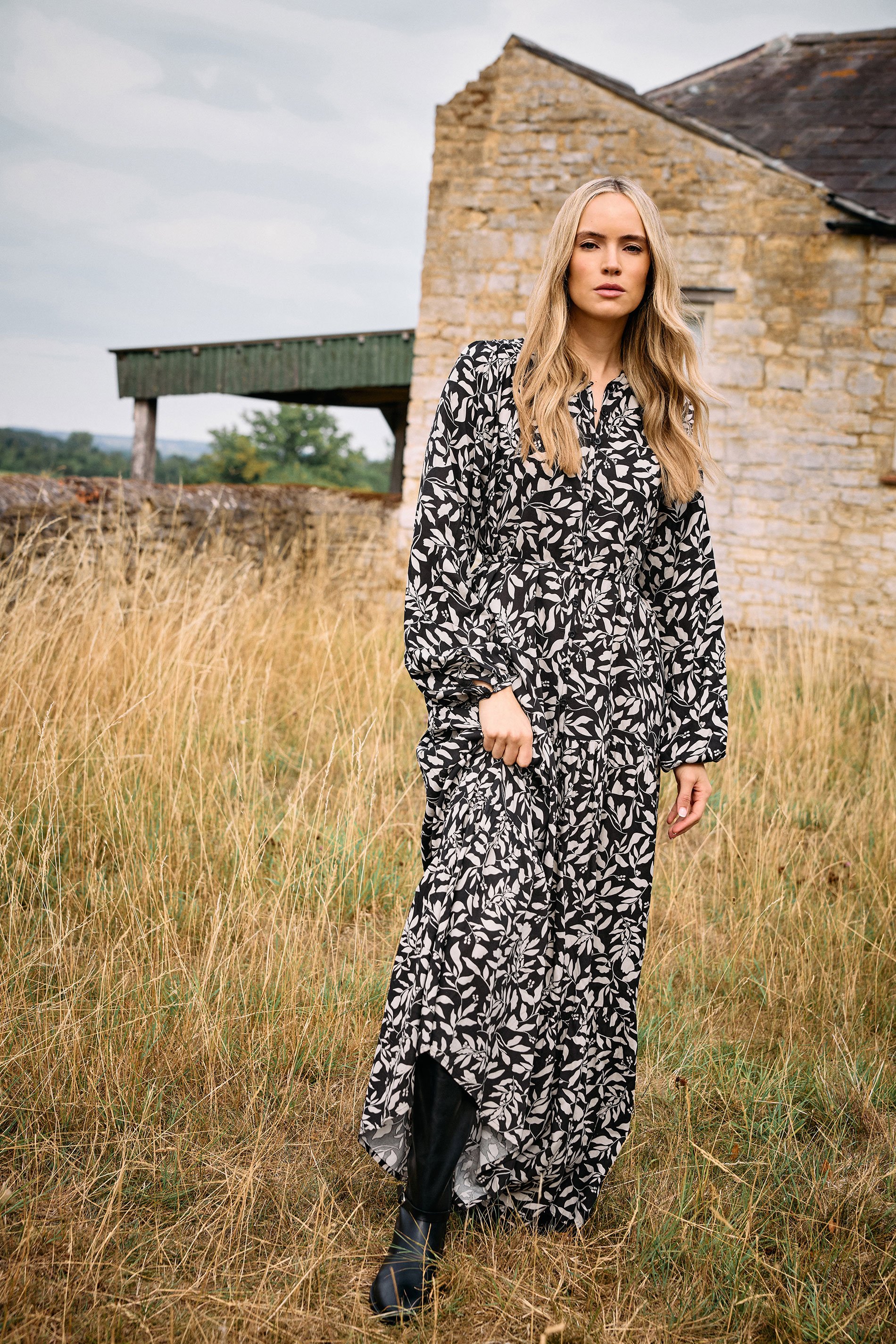 LTS Tall Brown Floral Print Tea Dress | Long Tall Sally 1