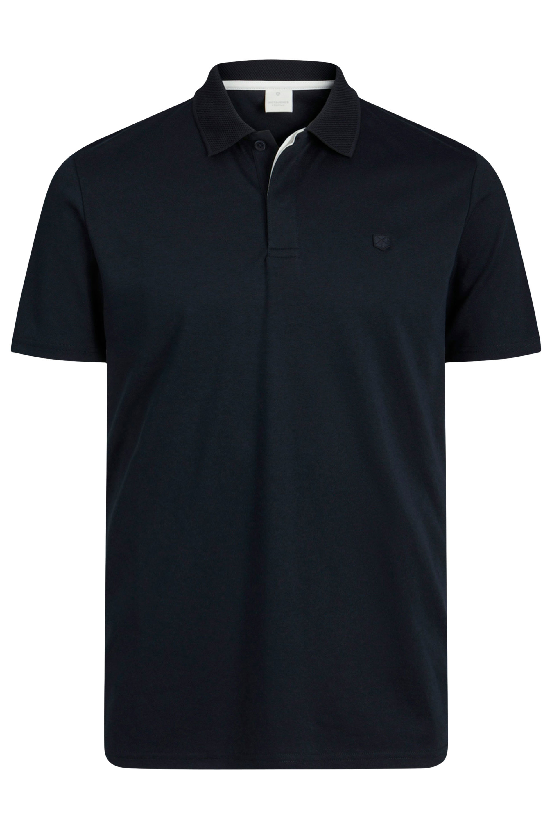 JACK & JONES Big & Tall Navy Blue 'Paulos' Pique Polo Shirt | BadRhino 2