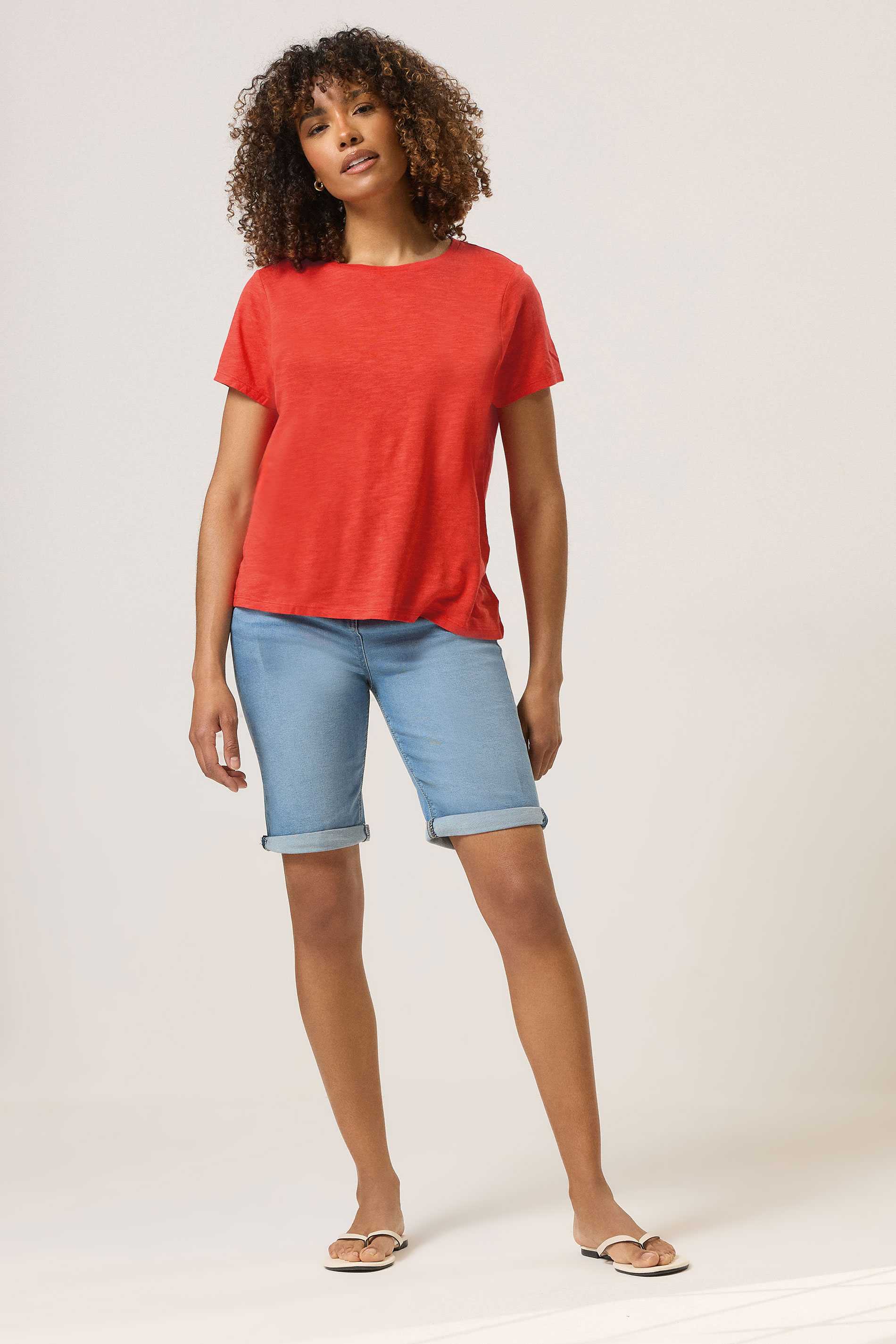M&Co Red Short Sleeve Cotton Blend T-Shirt | M&Co  2