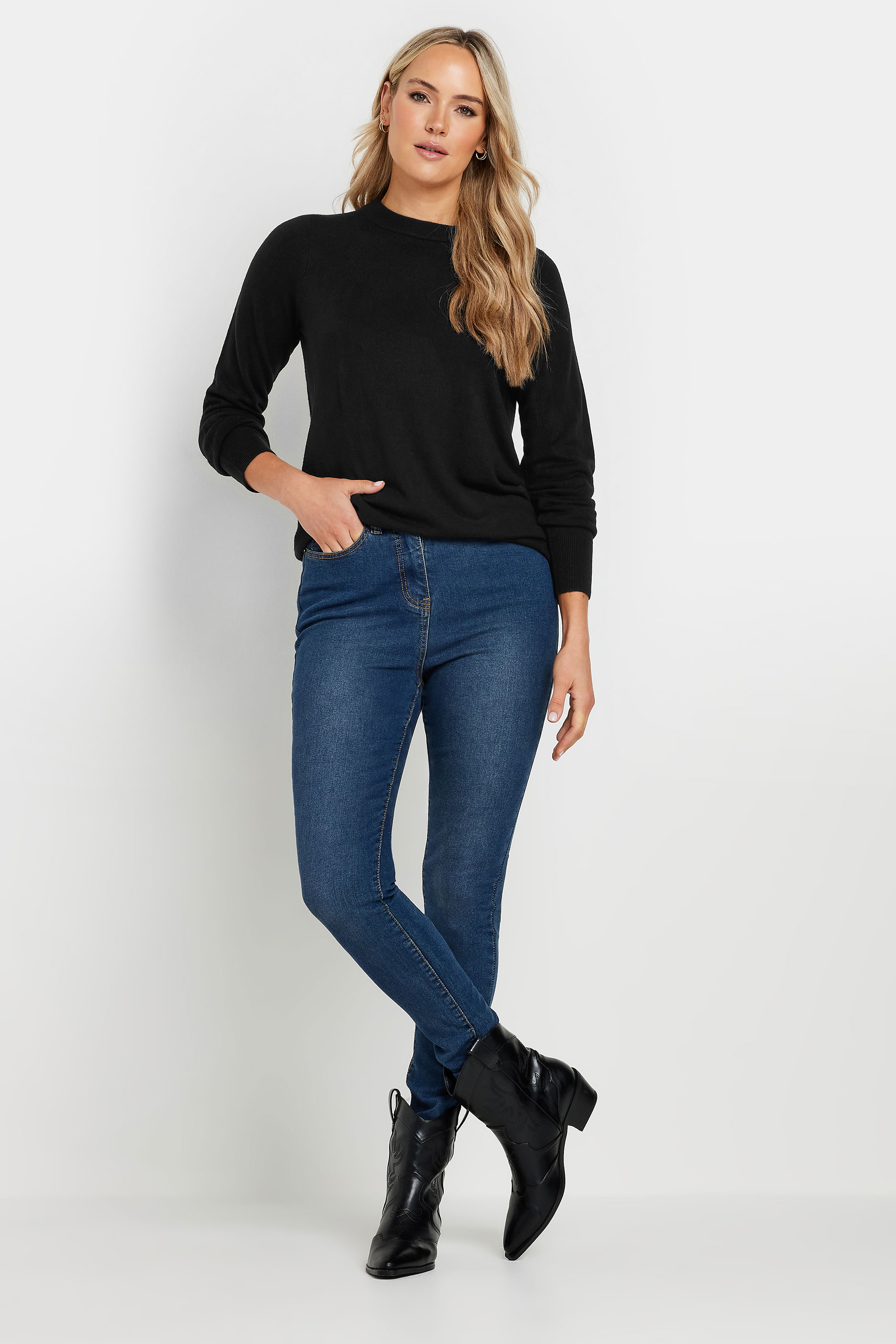 LTS Tall Black Crew Neck Long Sleeve Jumper | Long Tall Sally 2