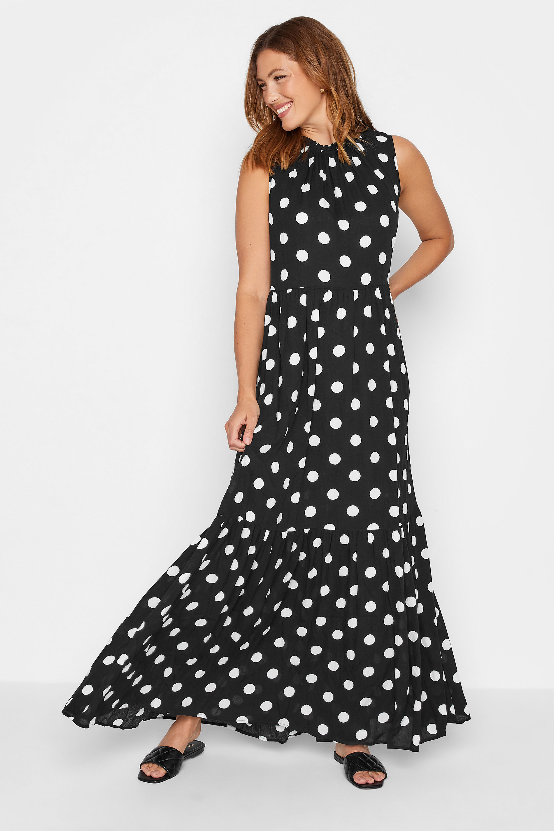 LTS Tall Women's Black Polka Dot Maxi Dress | Long Tall Sally 1