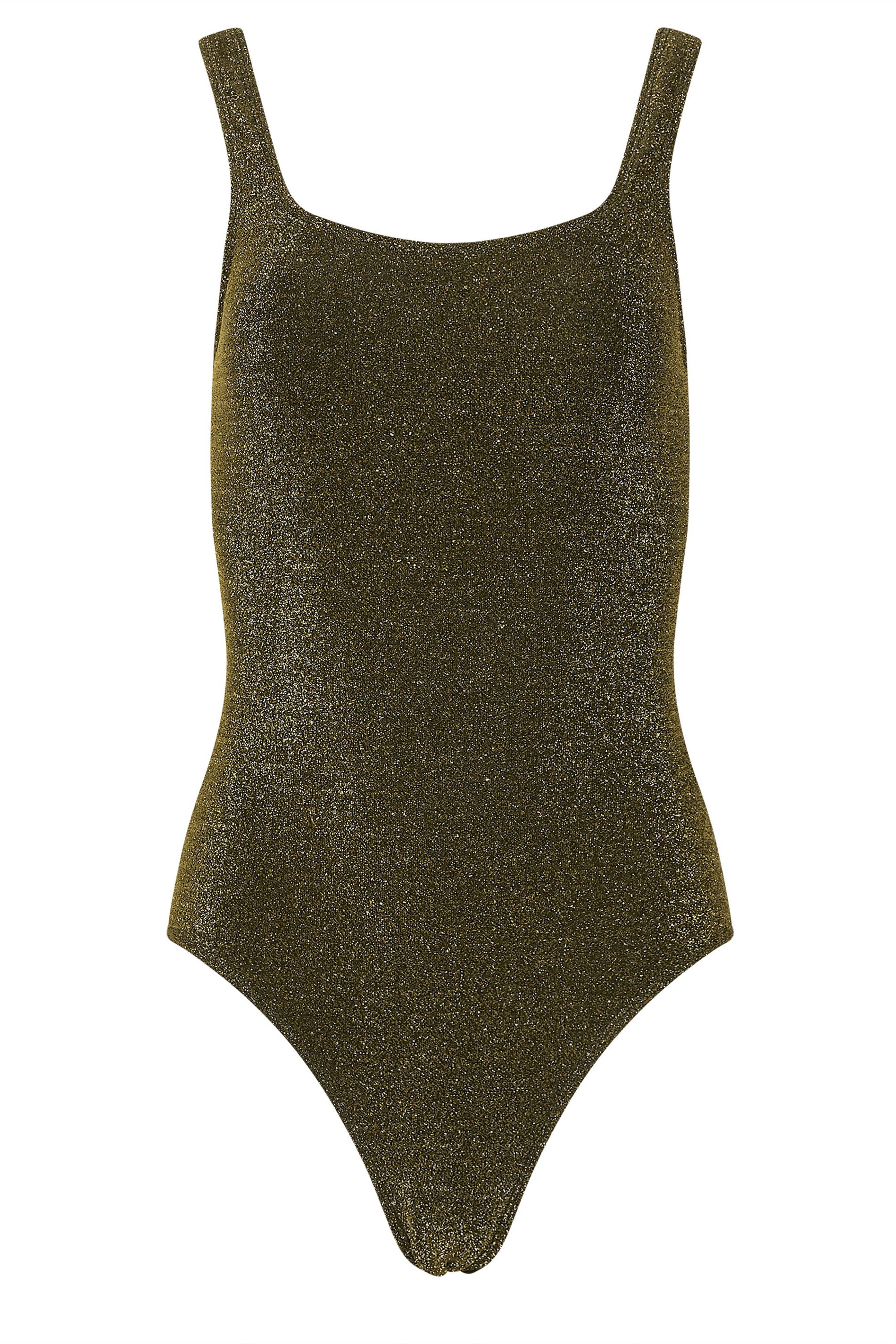 LTS Tall Women's Gold Metallic Square Neck Swimsuit | Long Tall Sally 2