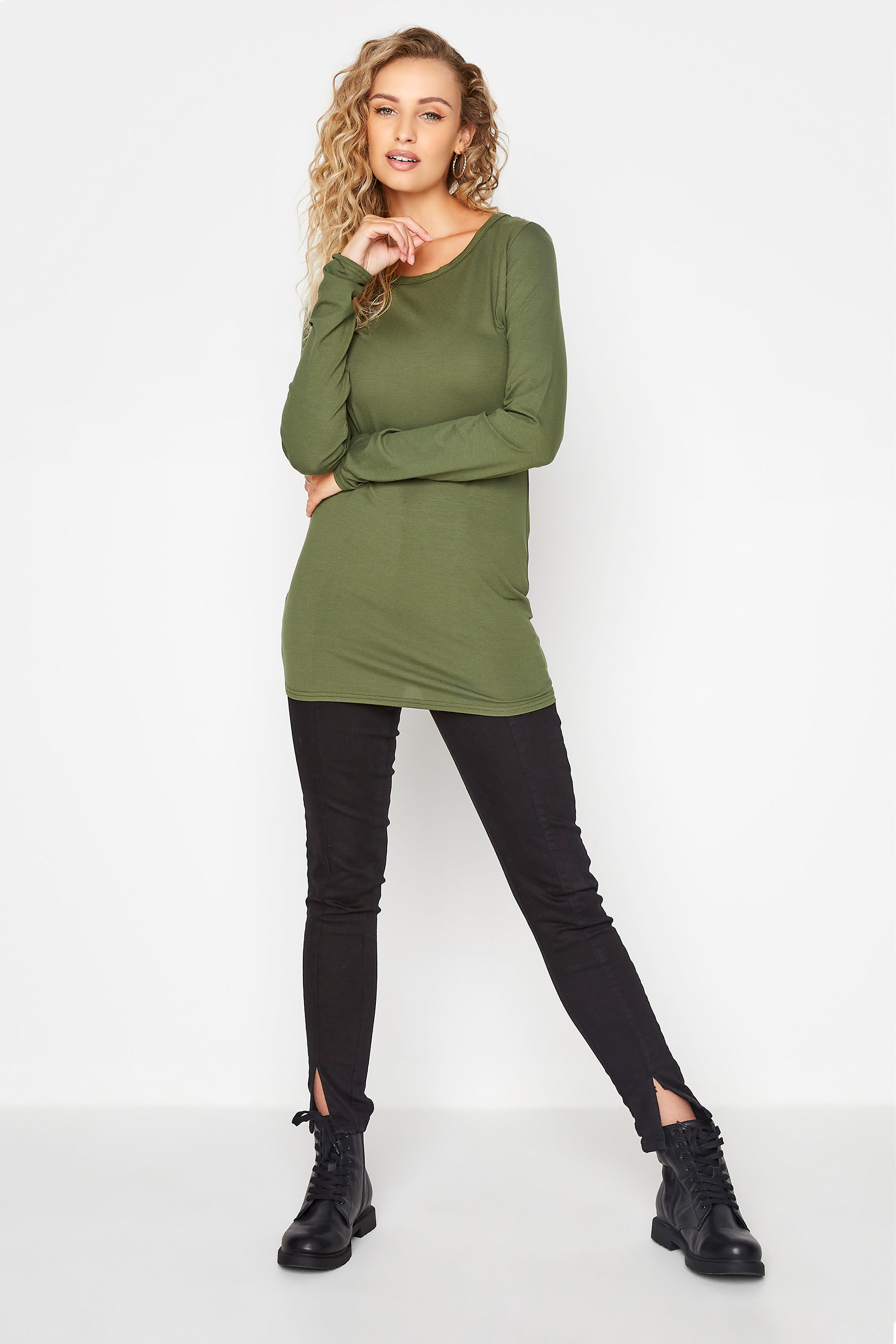  Tall Women's Khaki Green Long Sleeve T-Shirt | Long Tall Sally 2
