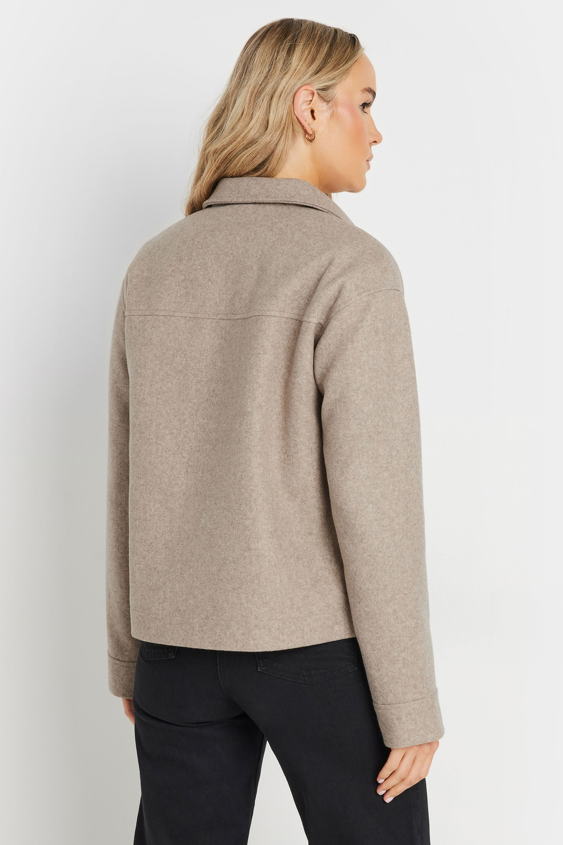 LTS Tall Beige Brown Soft Touch Pocket Jacket | Long Tall Sally 5