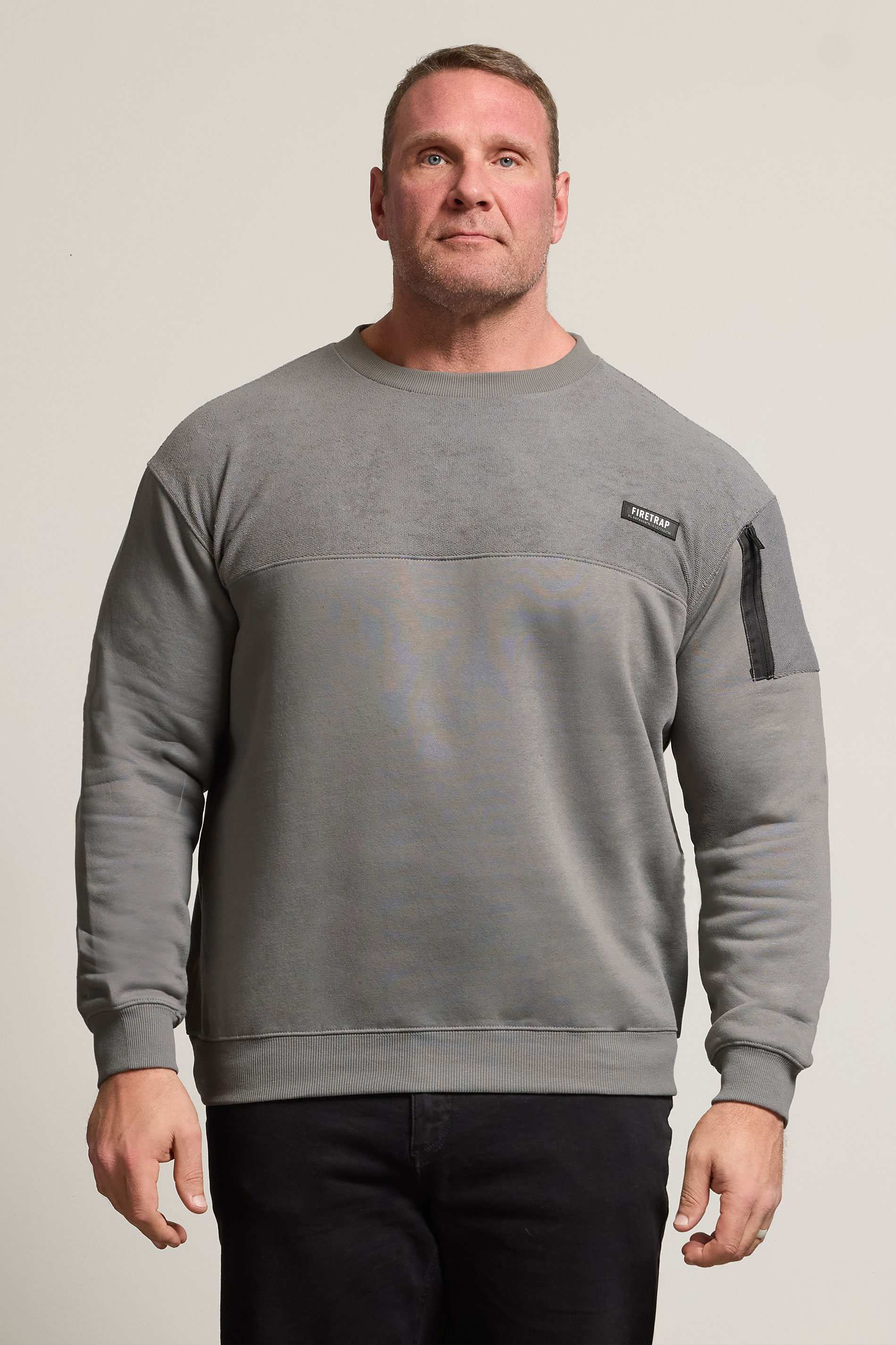 FIRETRAP Big & Tall Grey Olsen Sweatshirt | BadRhino 1
