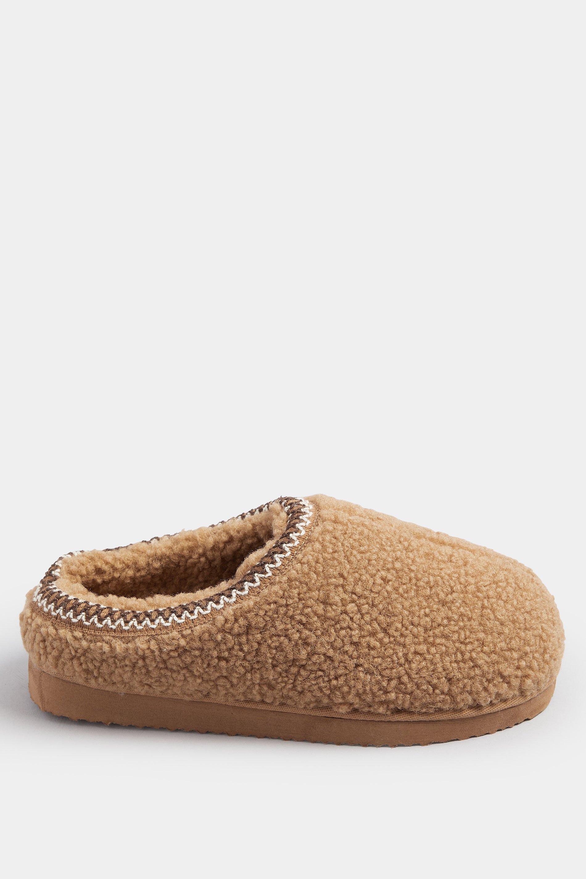 Tan Brown Borg Stitch Mules | Yours Clothing 3