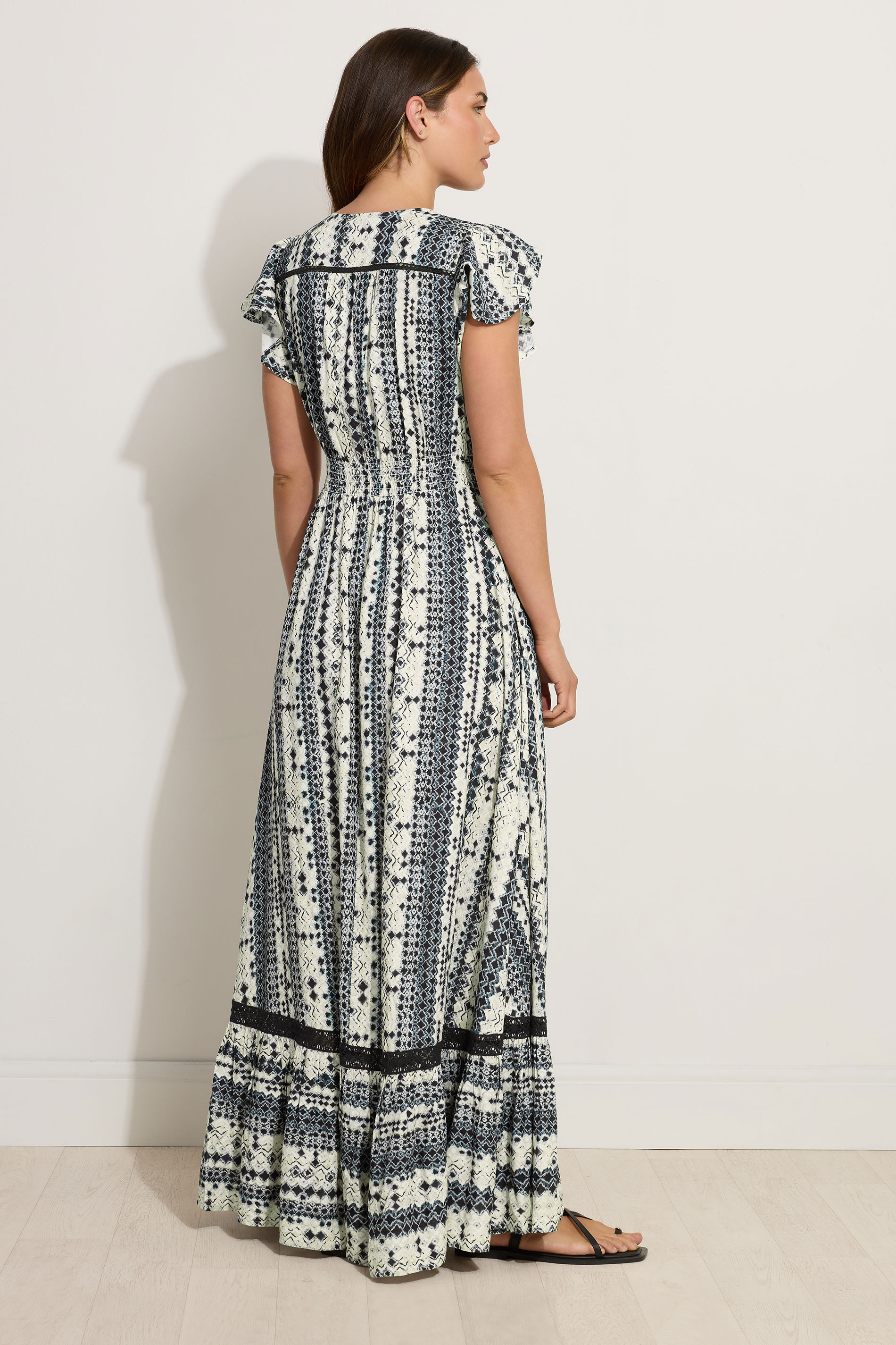 LTS Tall Grey Tile Print Button Lace Insert Maxi Dress | Long Tall Sally 3