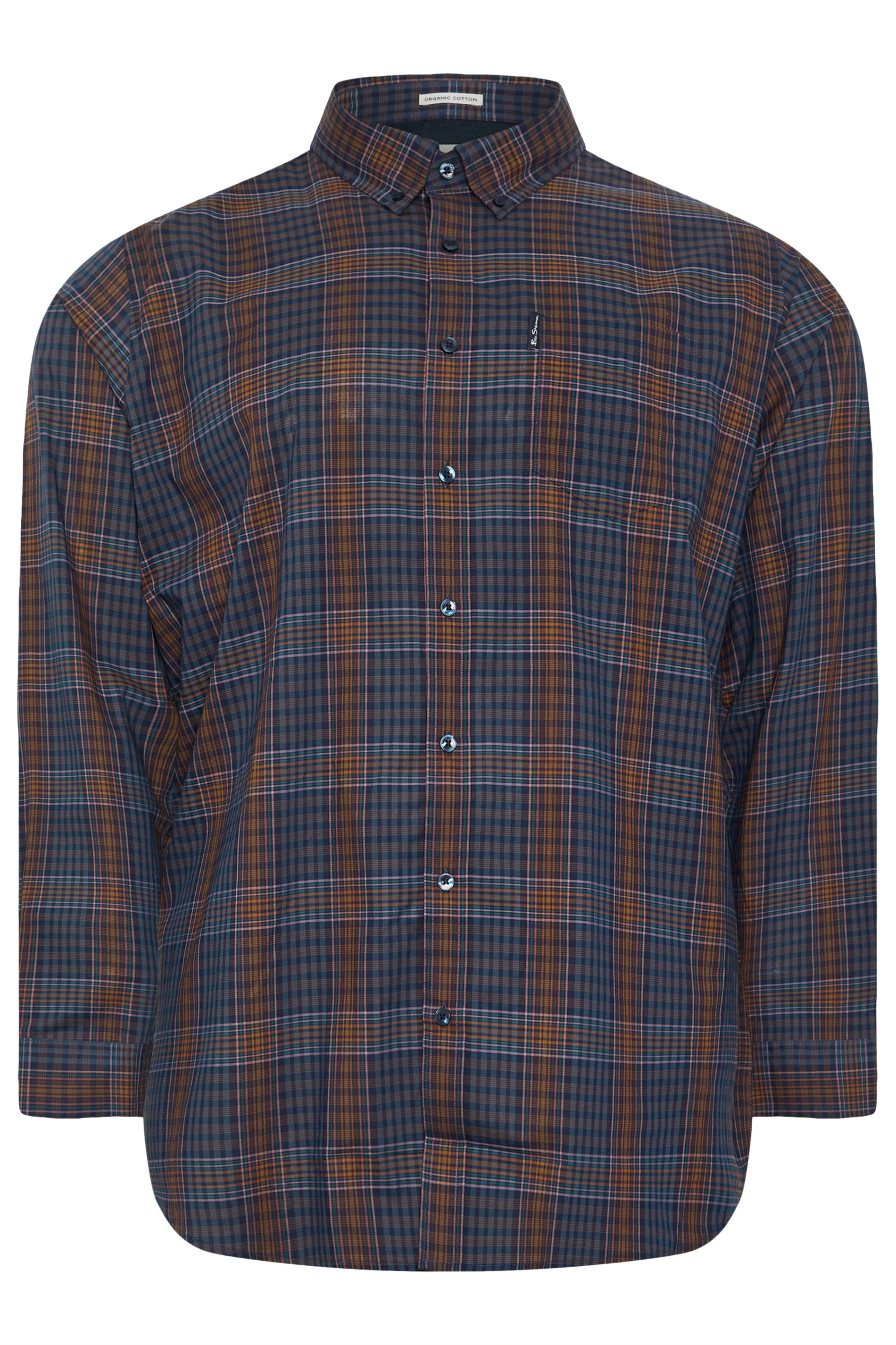 BEN SHERMAN Big & Tall Navy Multicolour Check Print Shirt | BadRhino 3