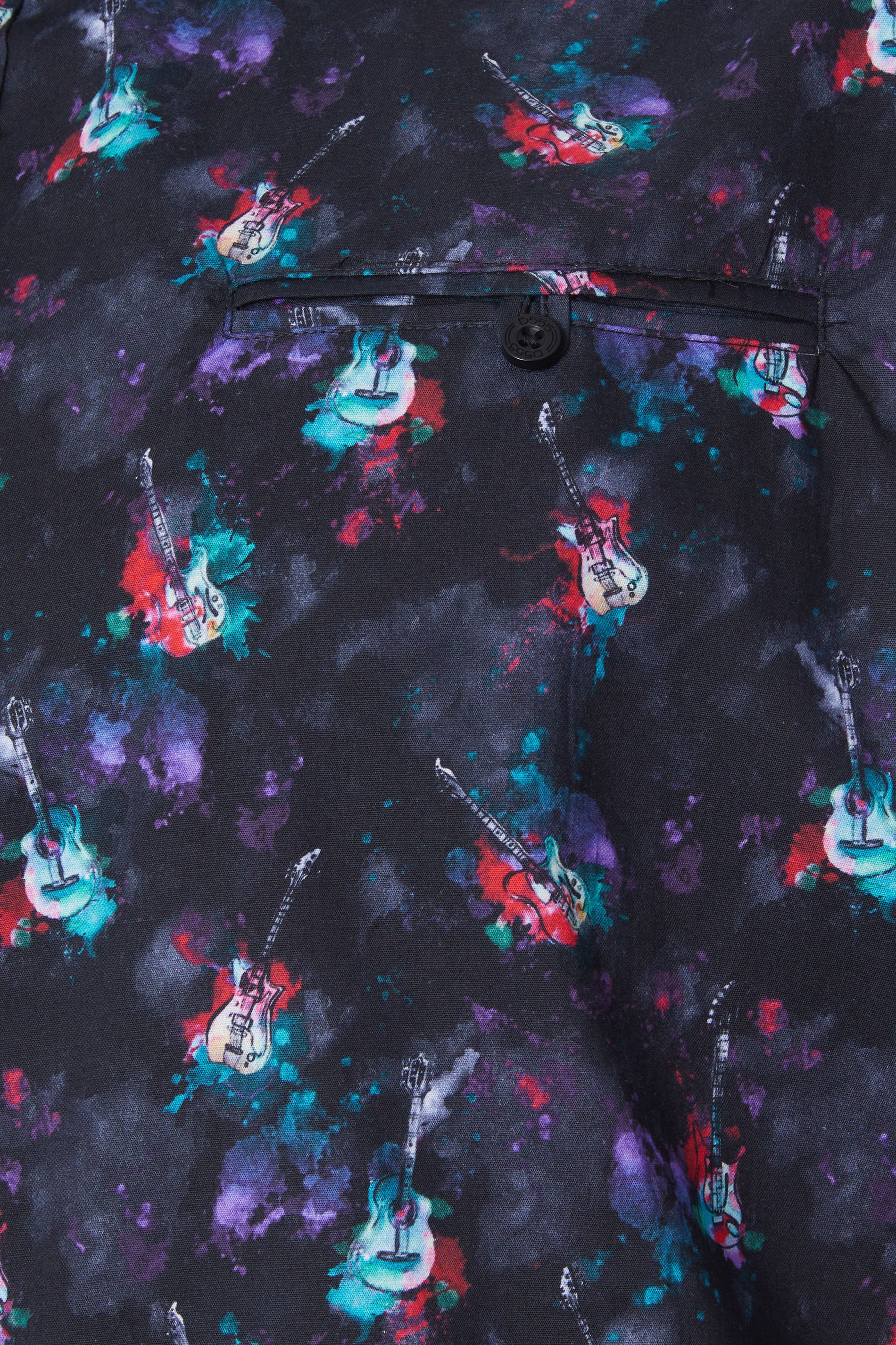 D555 Big & Tall Black Guitar Print Shirt | BadRhino 2