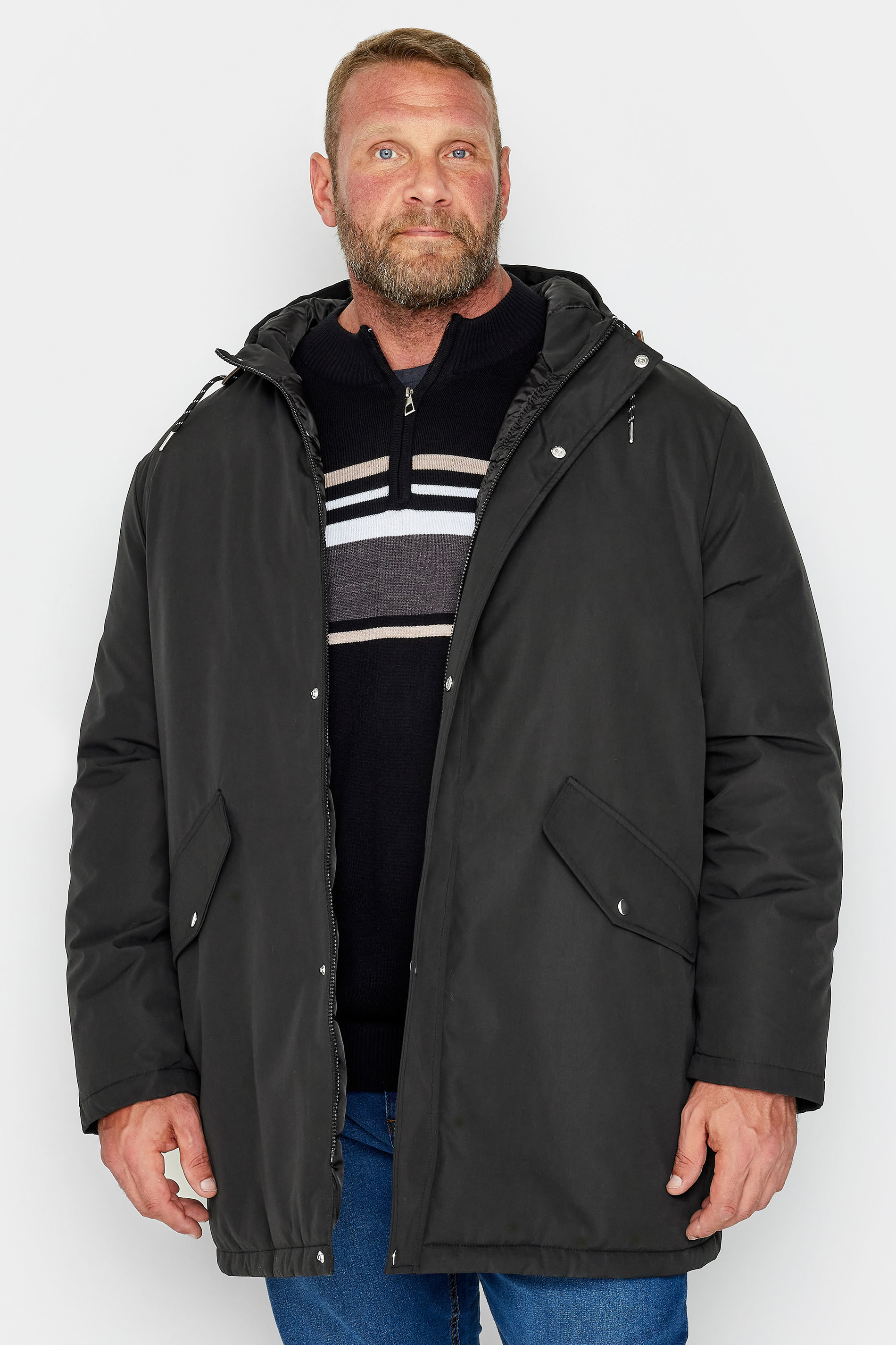 BadRhino Big & Tall Black Long Hooded Parka | BadRhino 2