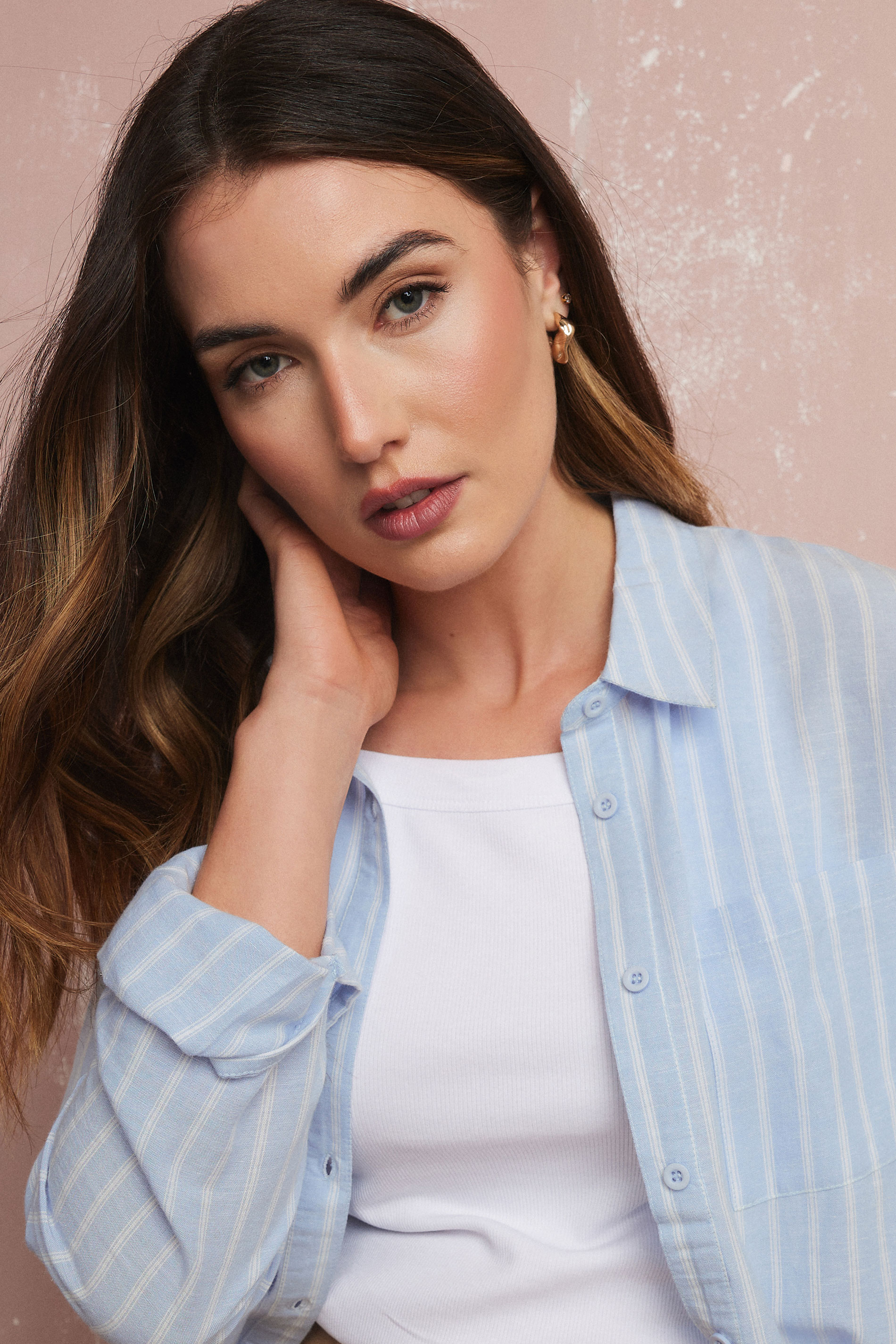 LTS Tall Blue Linen Striped Long Sleeve Shirt | Long Tall Sally 4