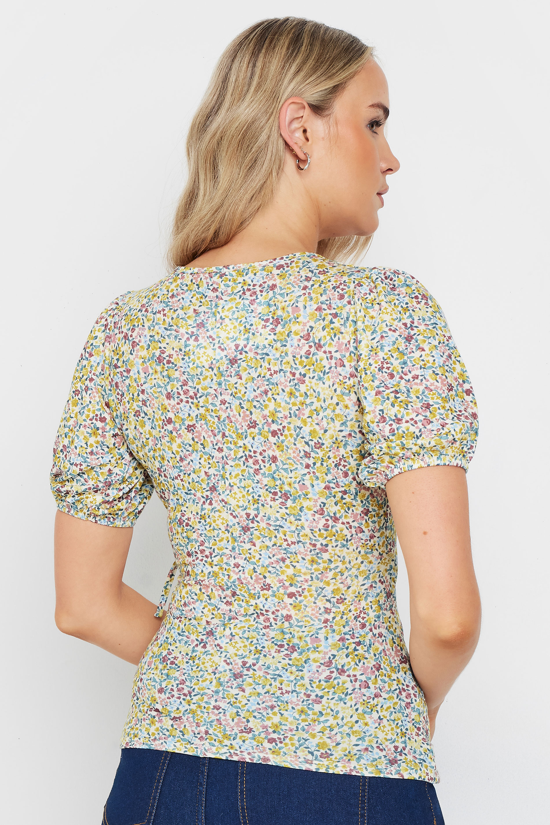 LTS Tall Women's Yellow Floral Print Wrap Top | Long Tall Sally 3