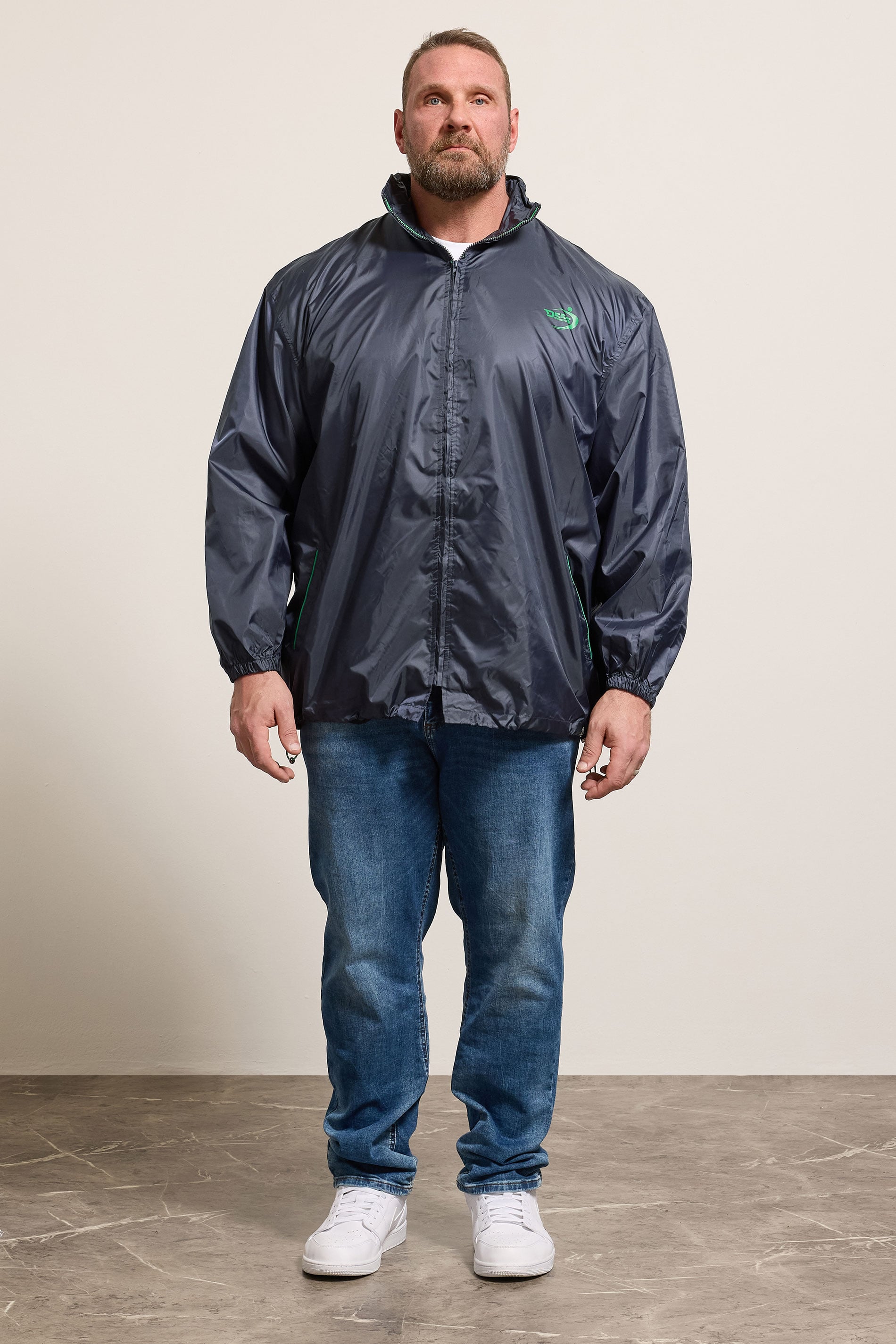 D555 Big & Tall Navy Blue Packaway Rain Jacket | BadRhino 1
