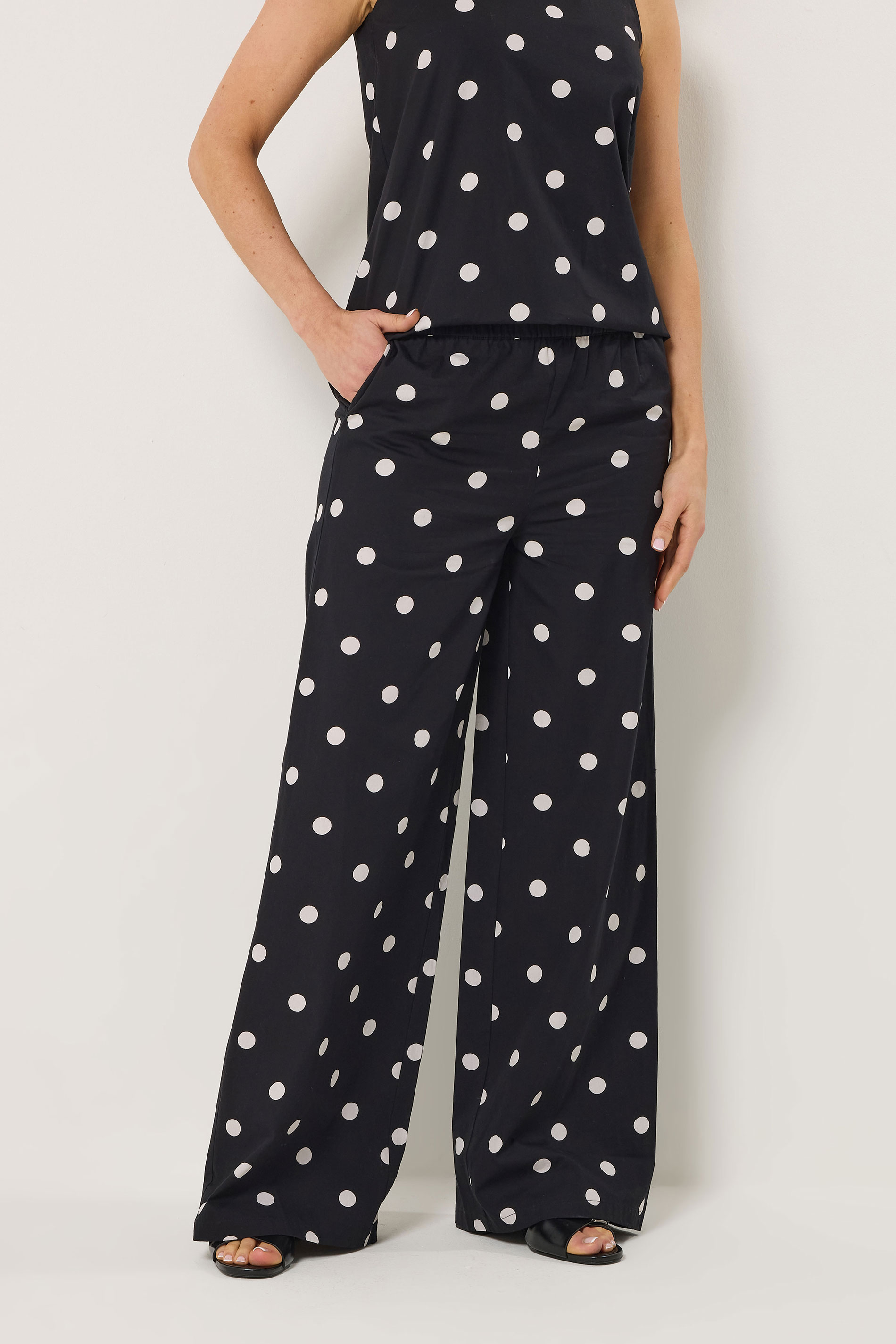 LTS Tall Women's Set Black Polka Dot Print Vest Top & Trousers | Long Tall Sally 4